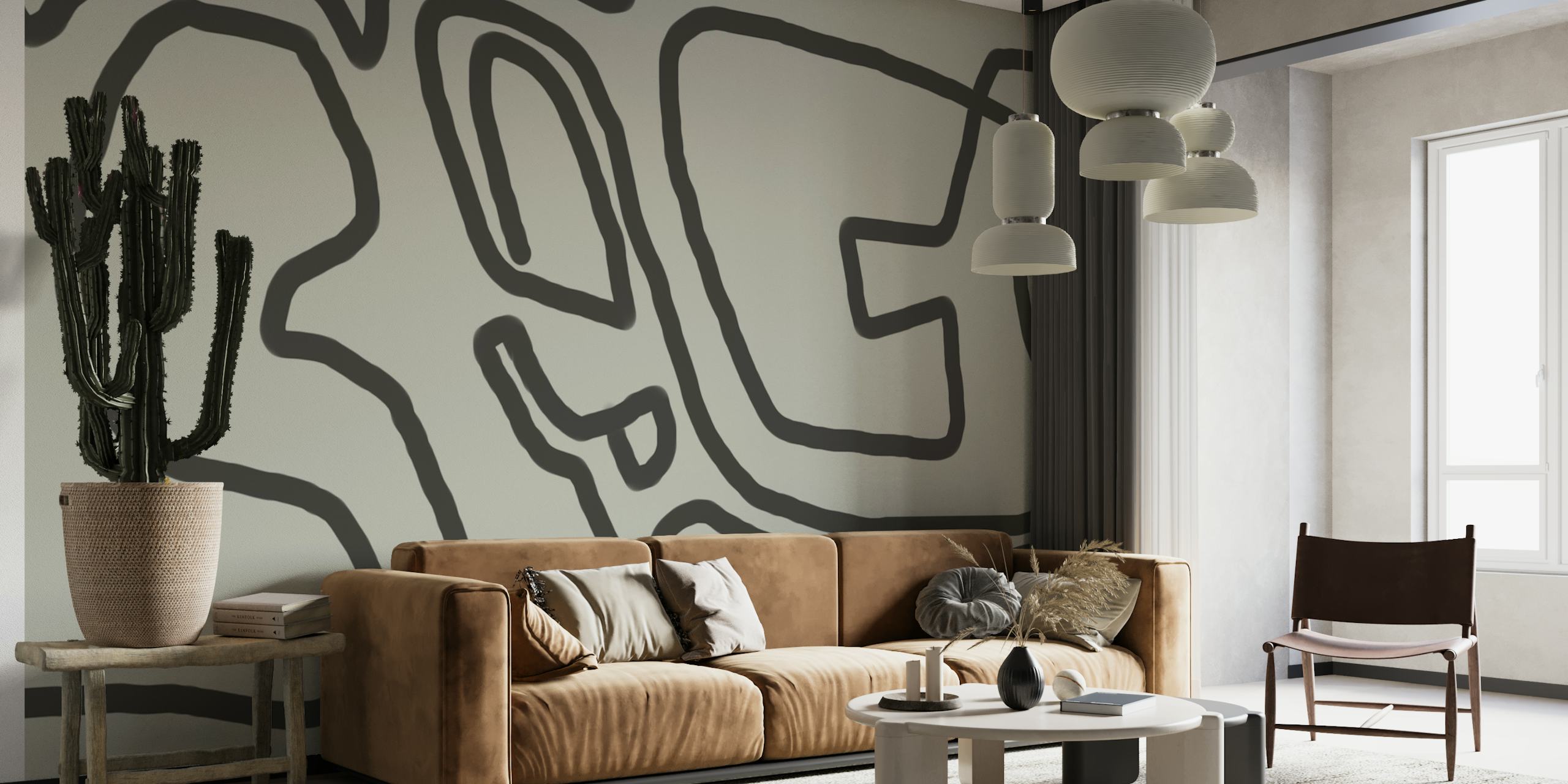 Abstract Brushwork tapetti huoneessa
