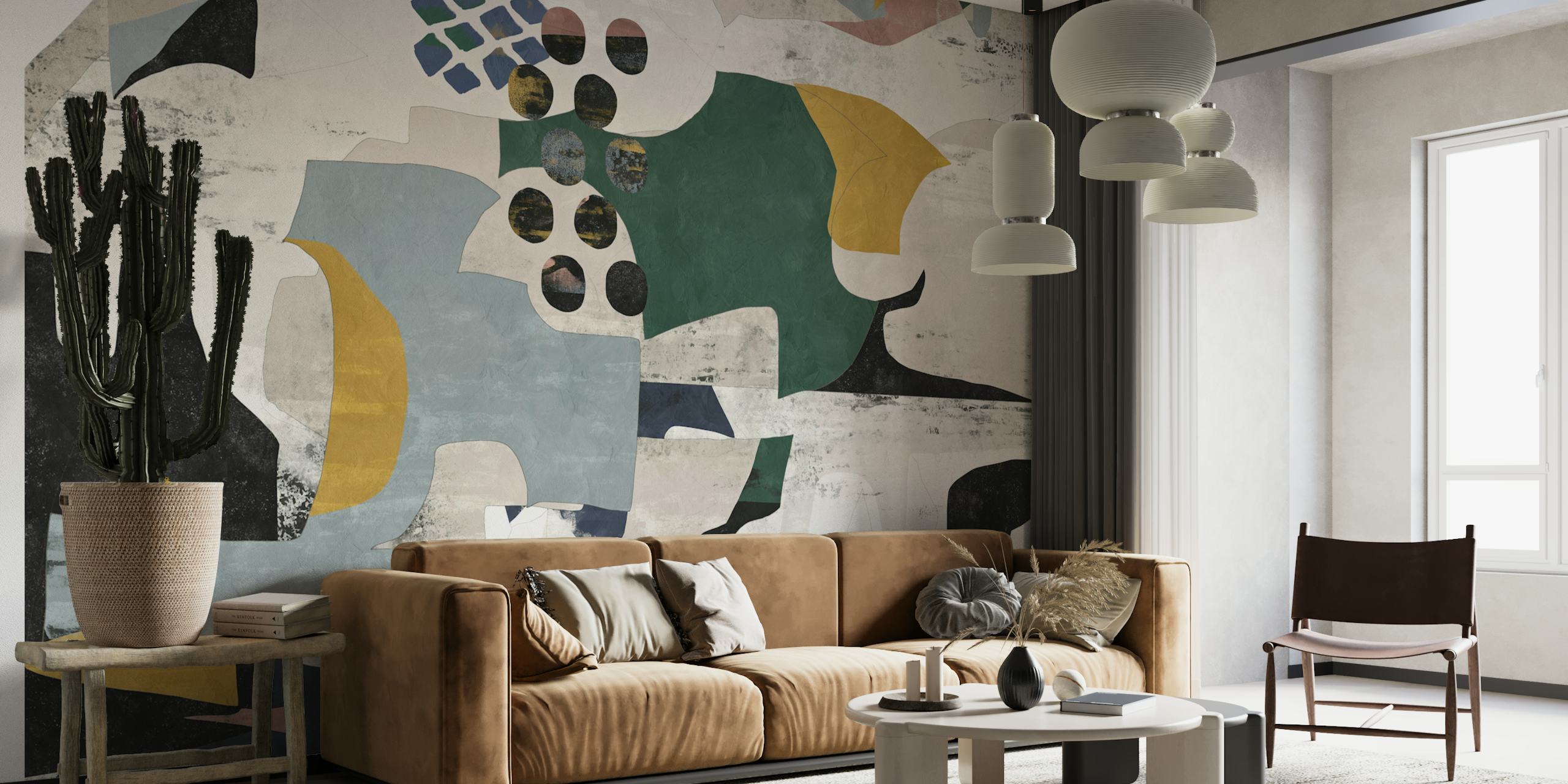 Modernist Shapes Decor wallpaper in a room