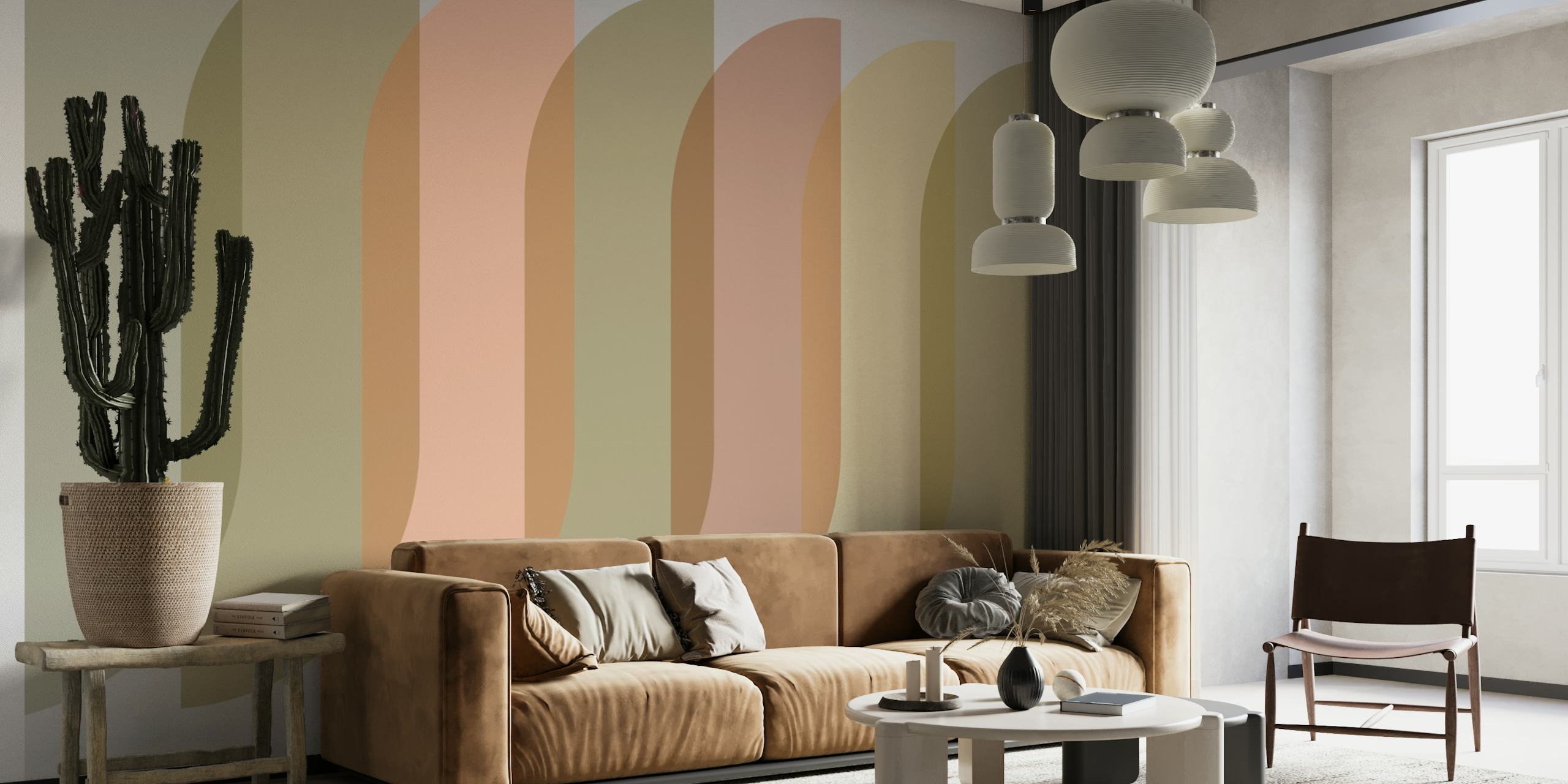 Abstract wallpaper with pastel curves in soft colors