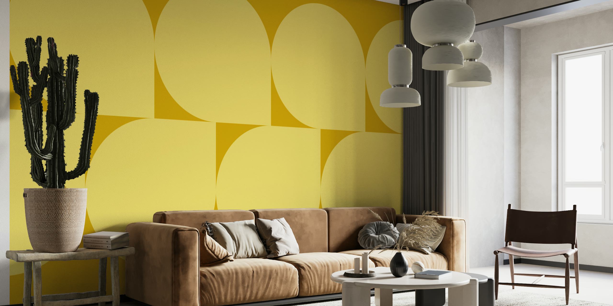 Geometric shapes in yellow and gold colors wallpaper