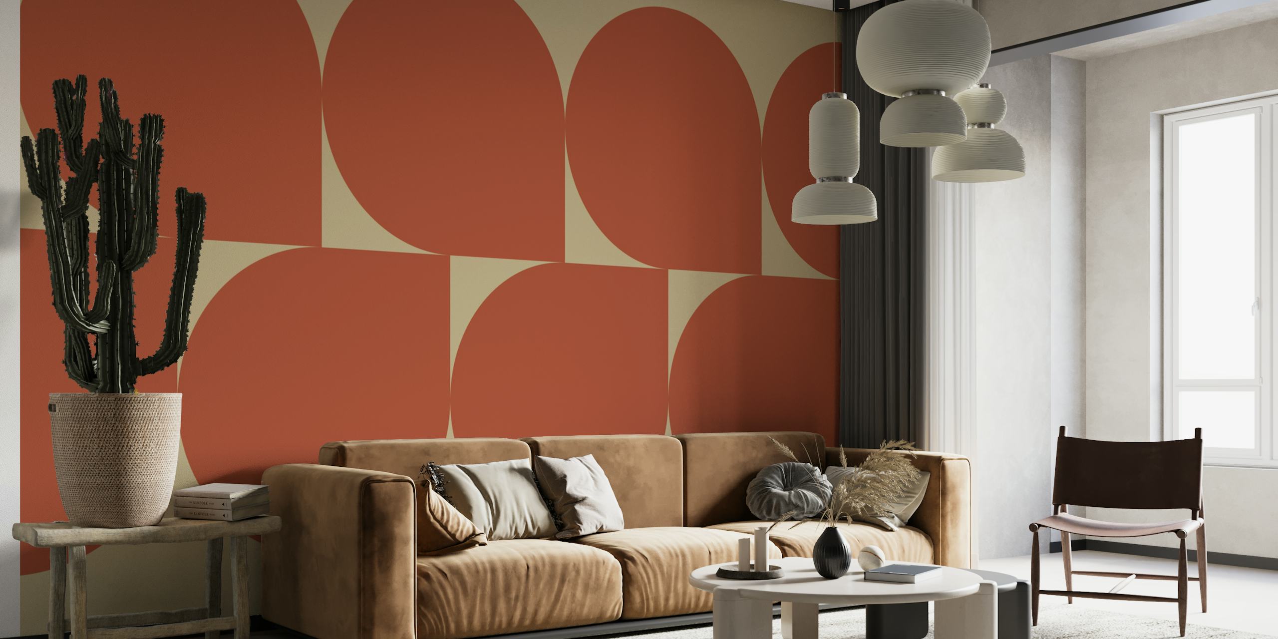 Crimson semicircles decor em um quarto