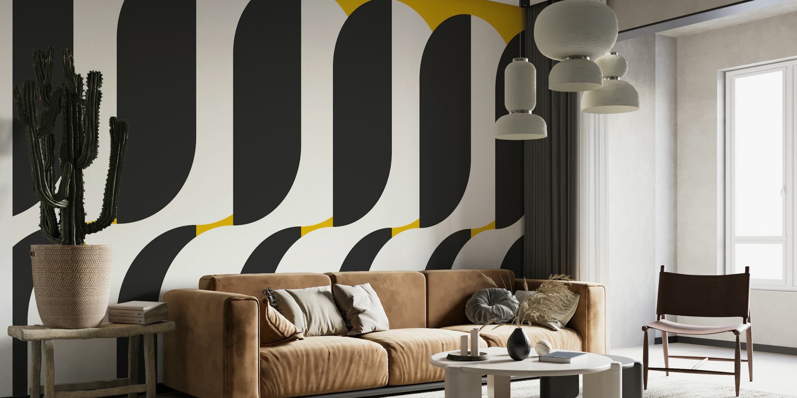 Art Deco Monochrome carta da parati in una stanza