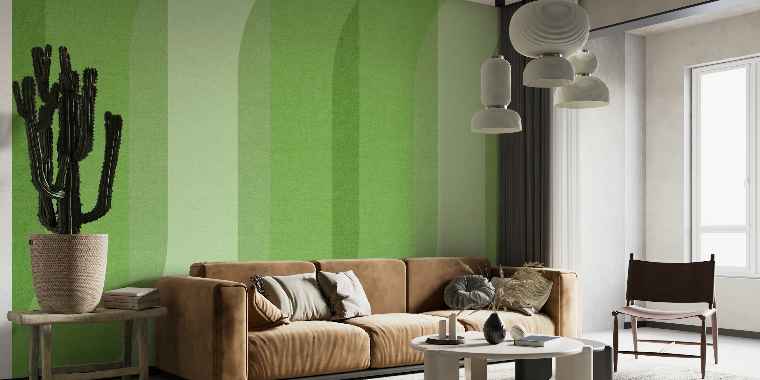 Soothing Green Curves tapetti huoneessa