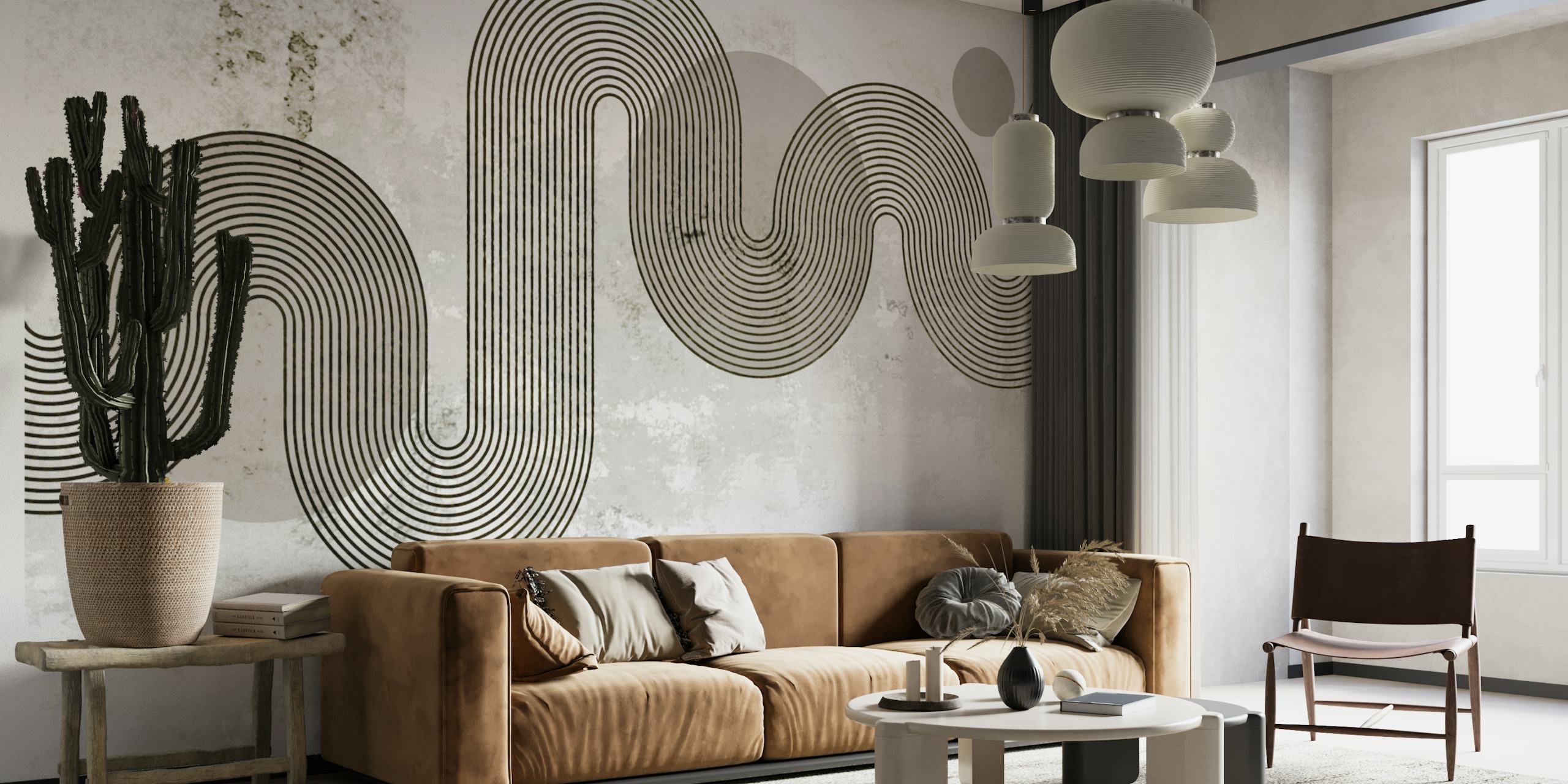 Monochrome Flow Design tapet i ett rum