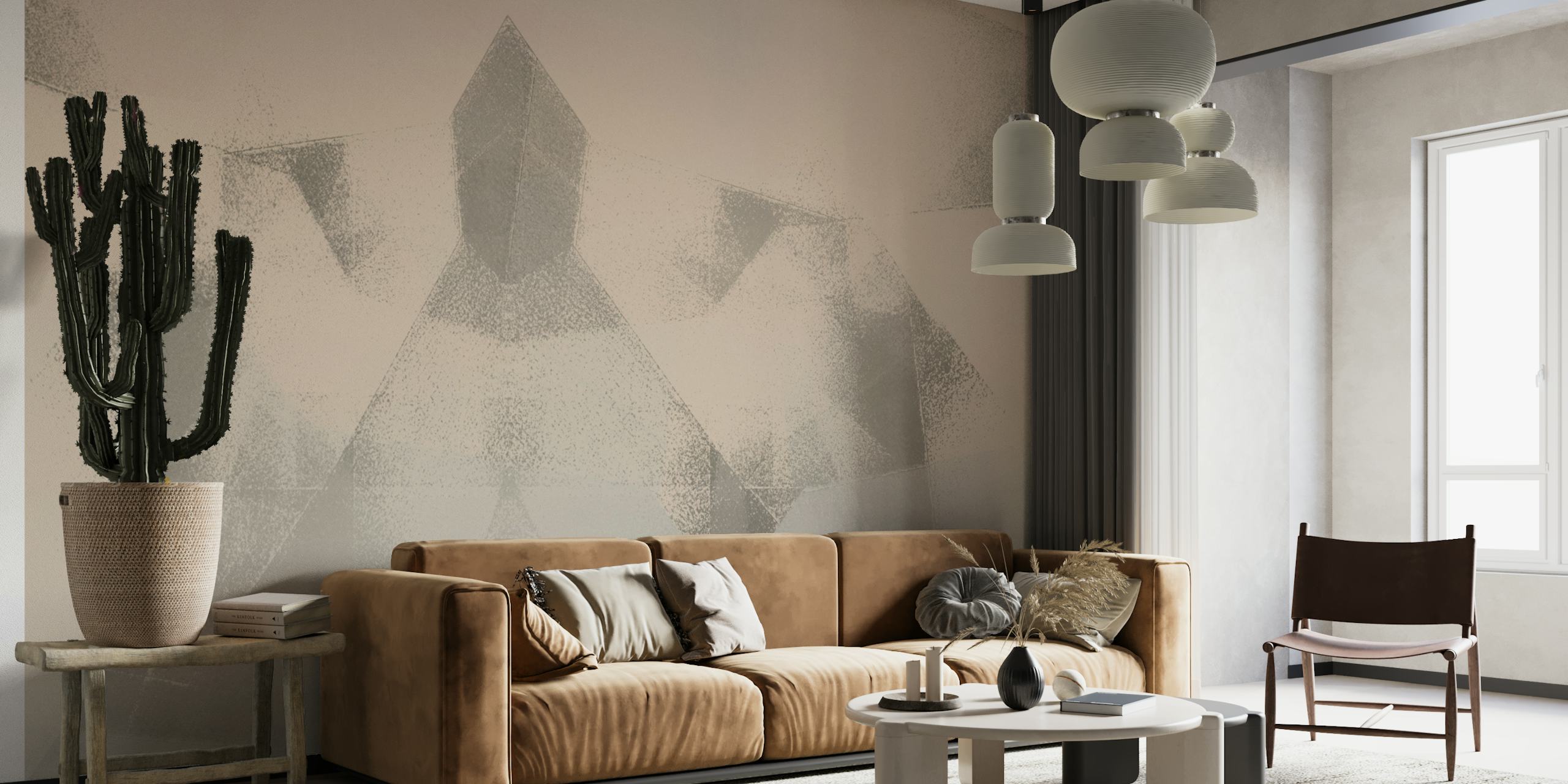 Soft Neutral Geometric tapet i ett rum