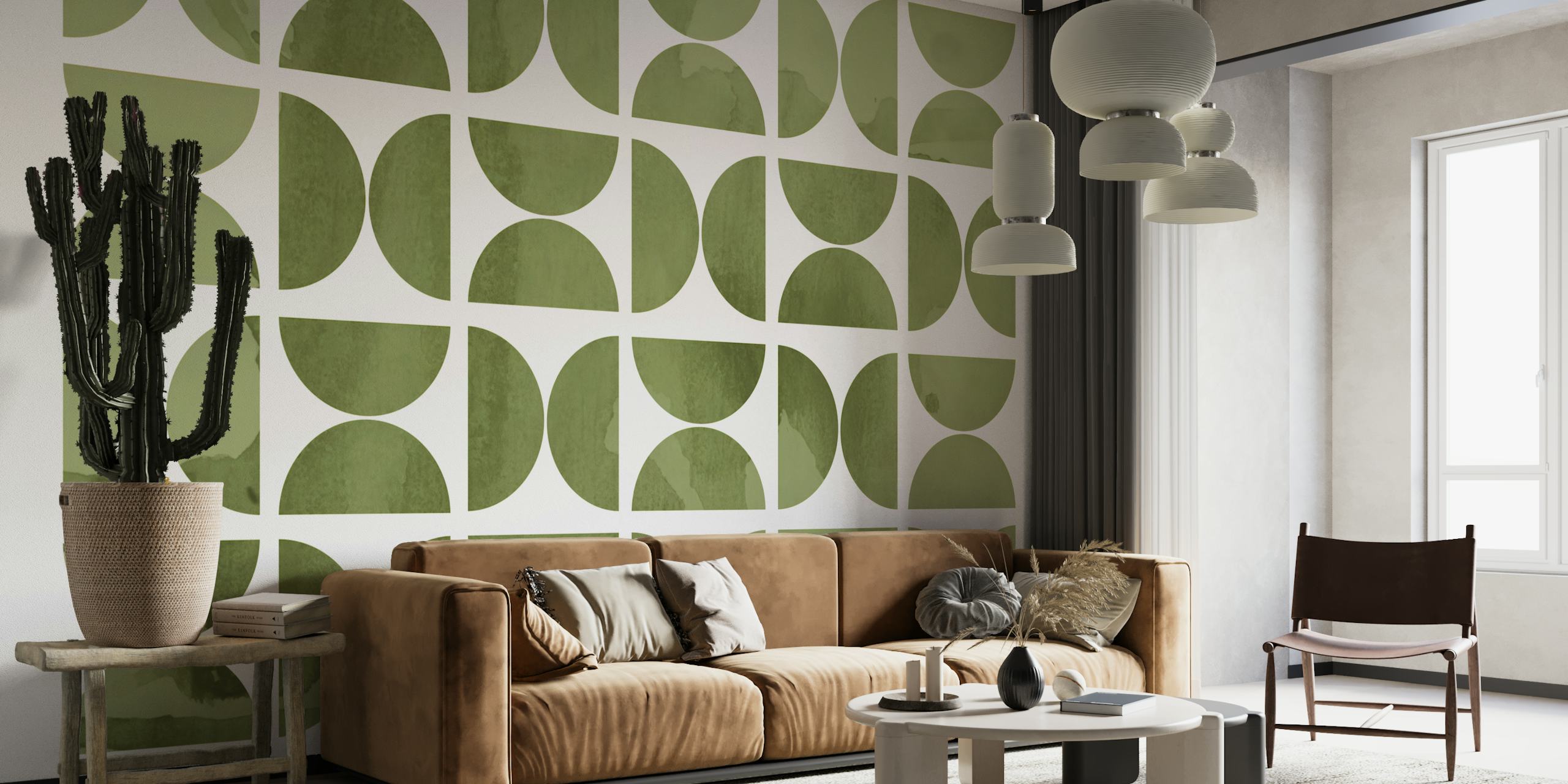 Green Watercolor Bauhaus i ett rum