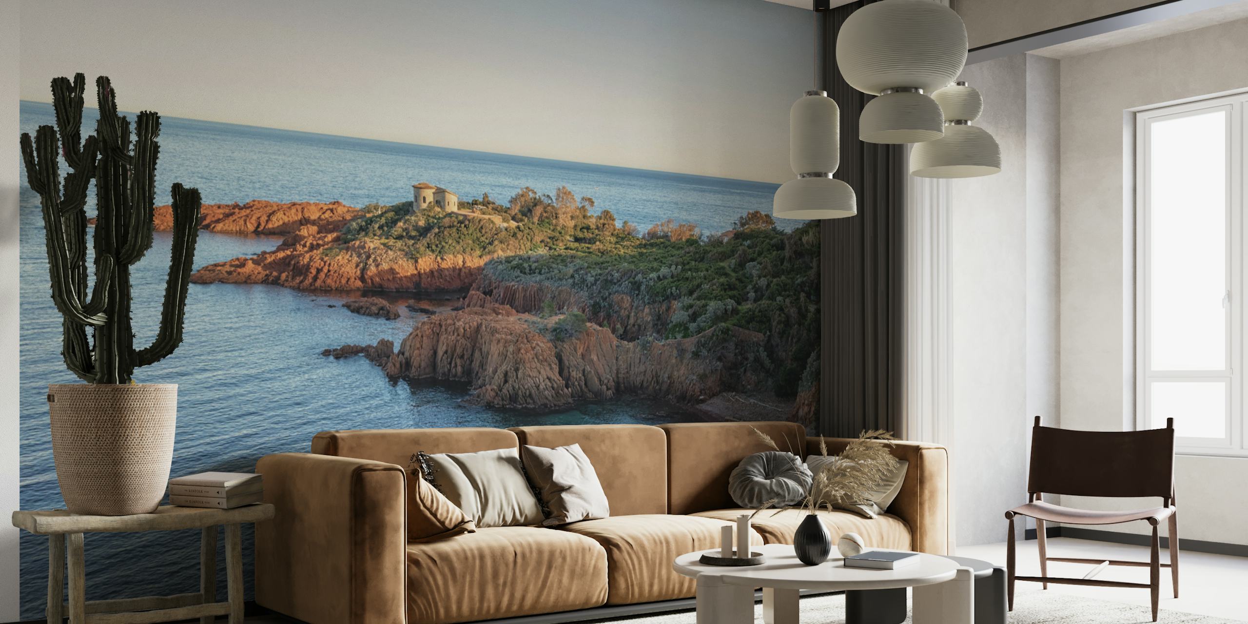 Esterel Coastline wallpaper displayed in a room