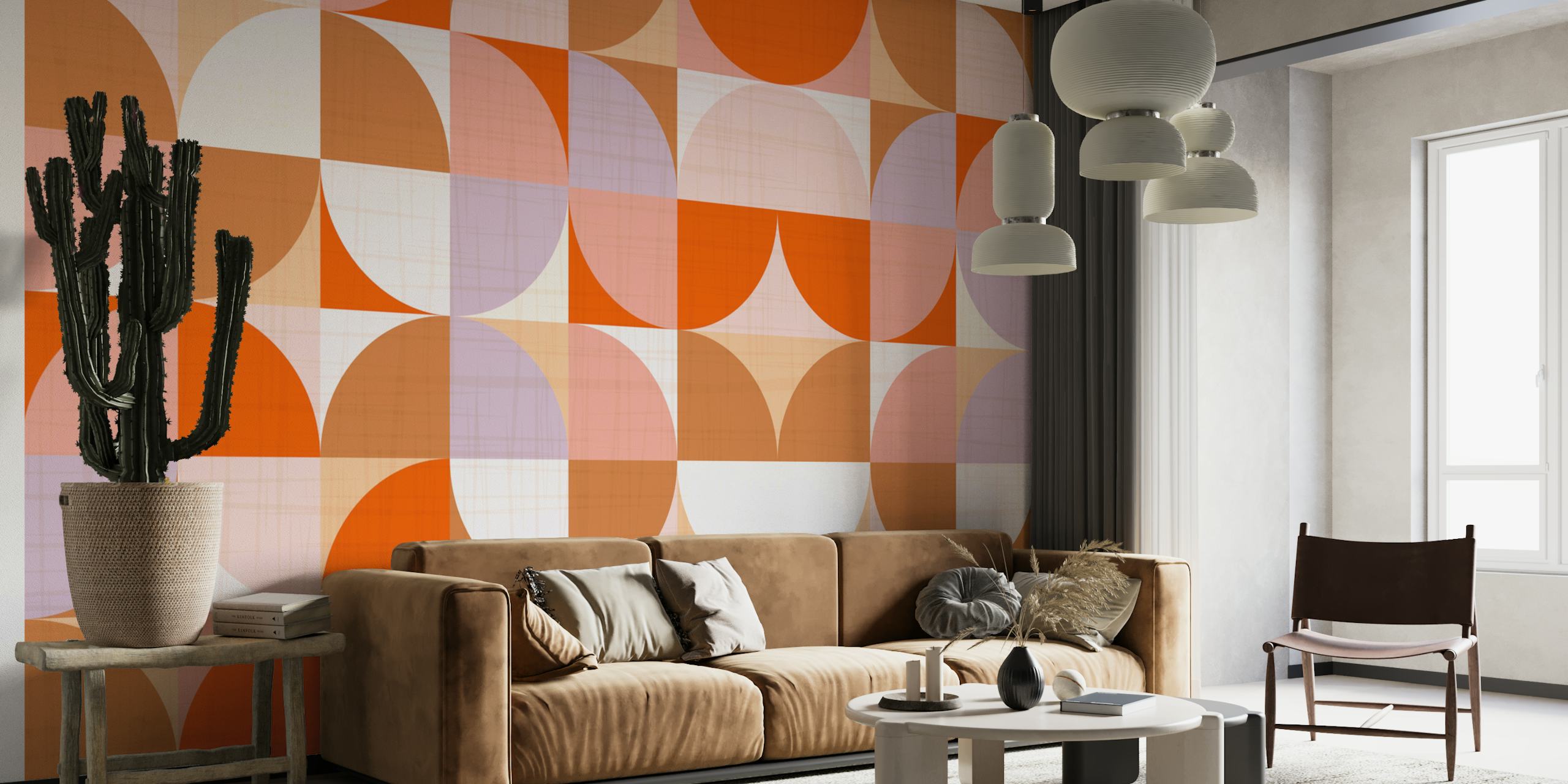 Varm Mid-Century Modern Bauhaus tapet i ett rum