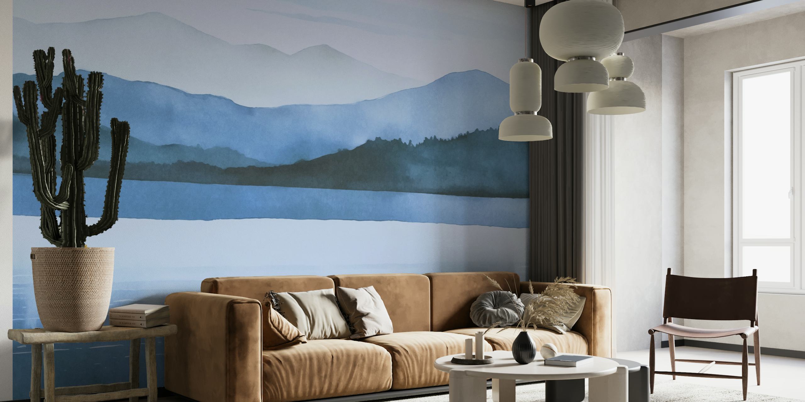 Blue Mountains Calm Landscape wallpaper in a room
