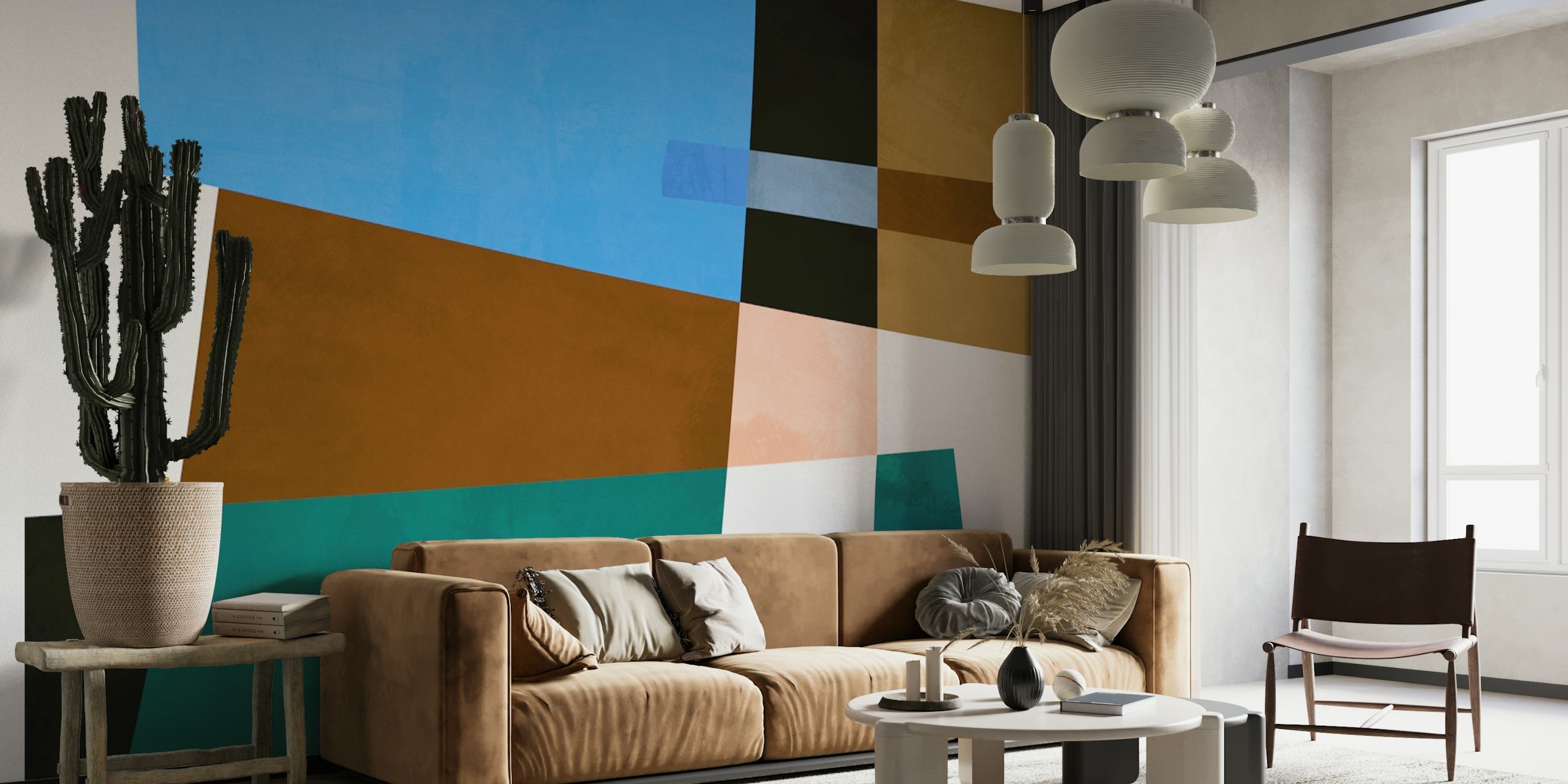 Papel pintado Abstract Geometric en una habitación moderna