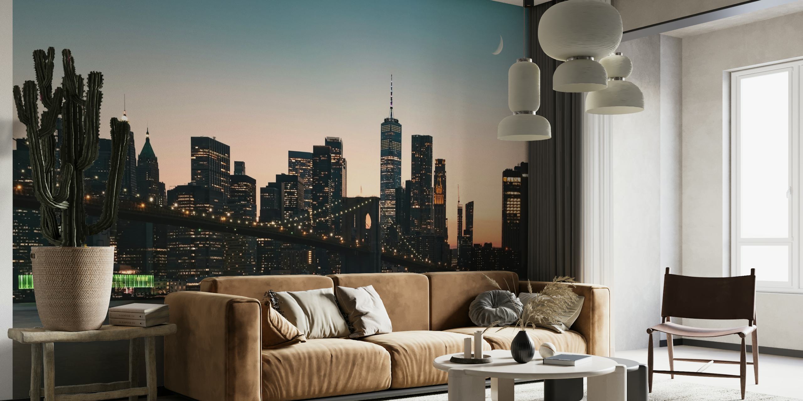 Tapetti Moonrise Manhattanin horisontissa