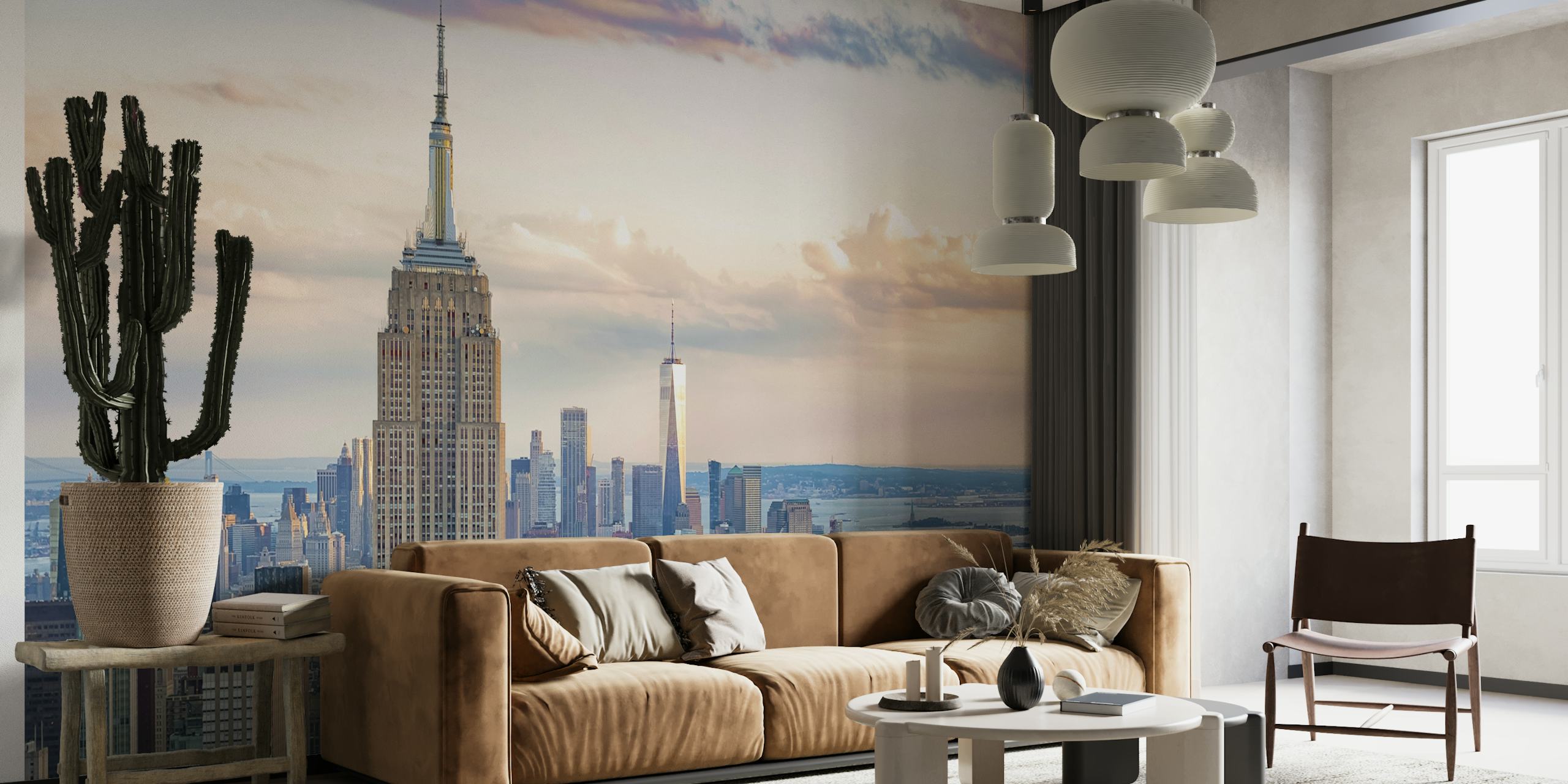 American sunset wallpaper design in a room