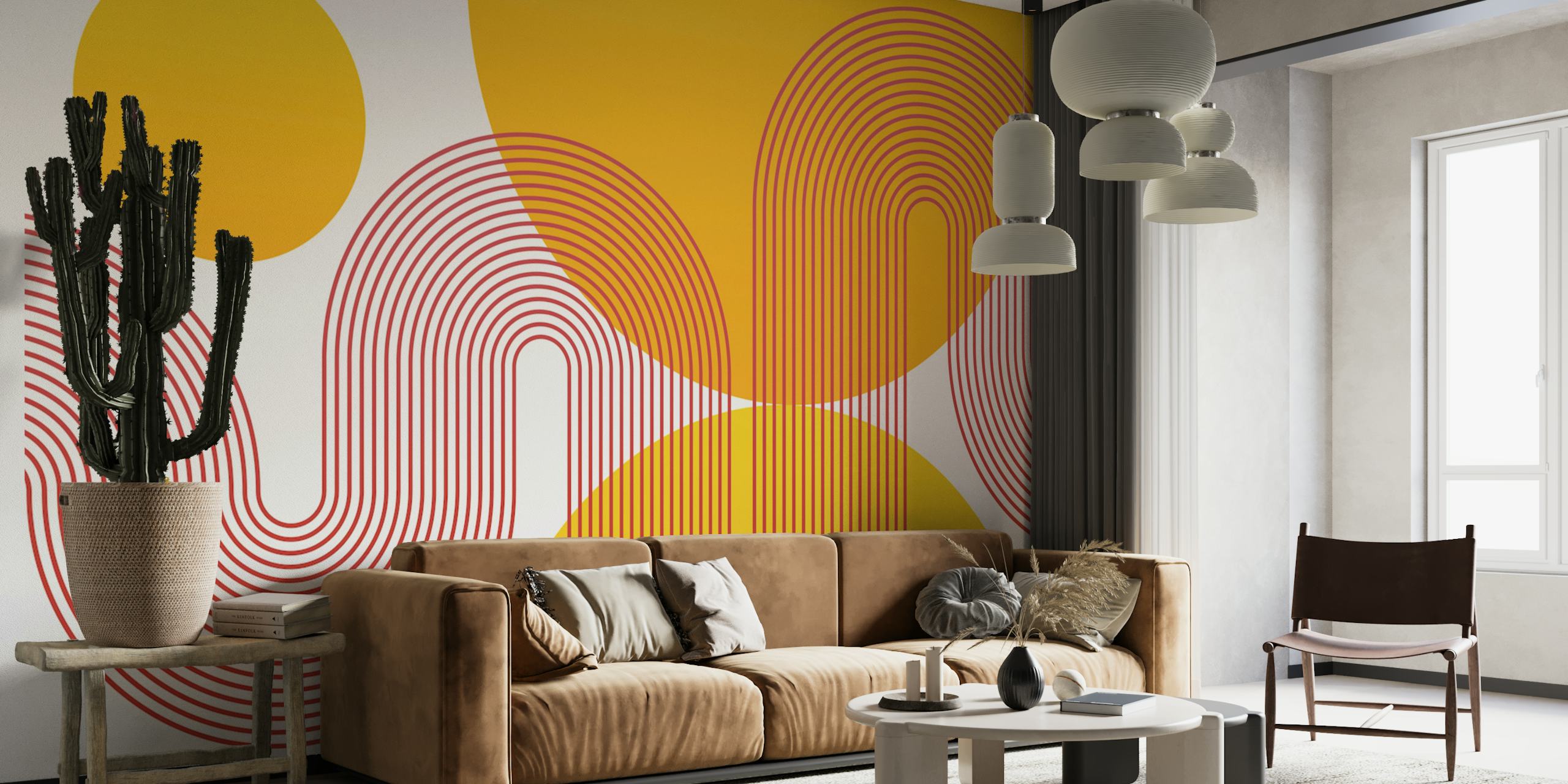 Tapeta Sunny Curvy Lines wyświetlana w pokoju