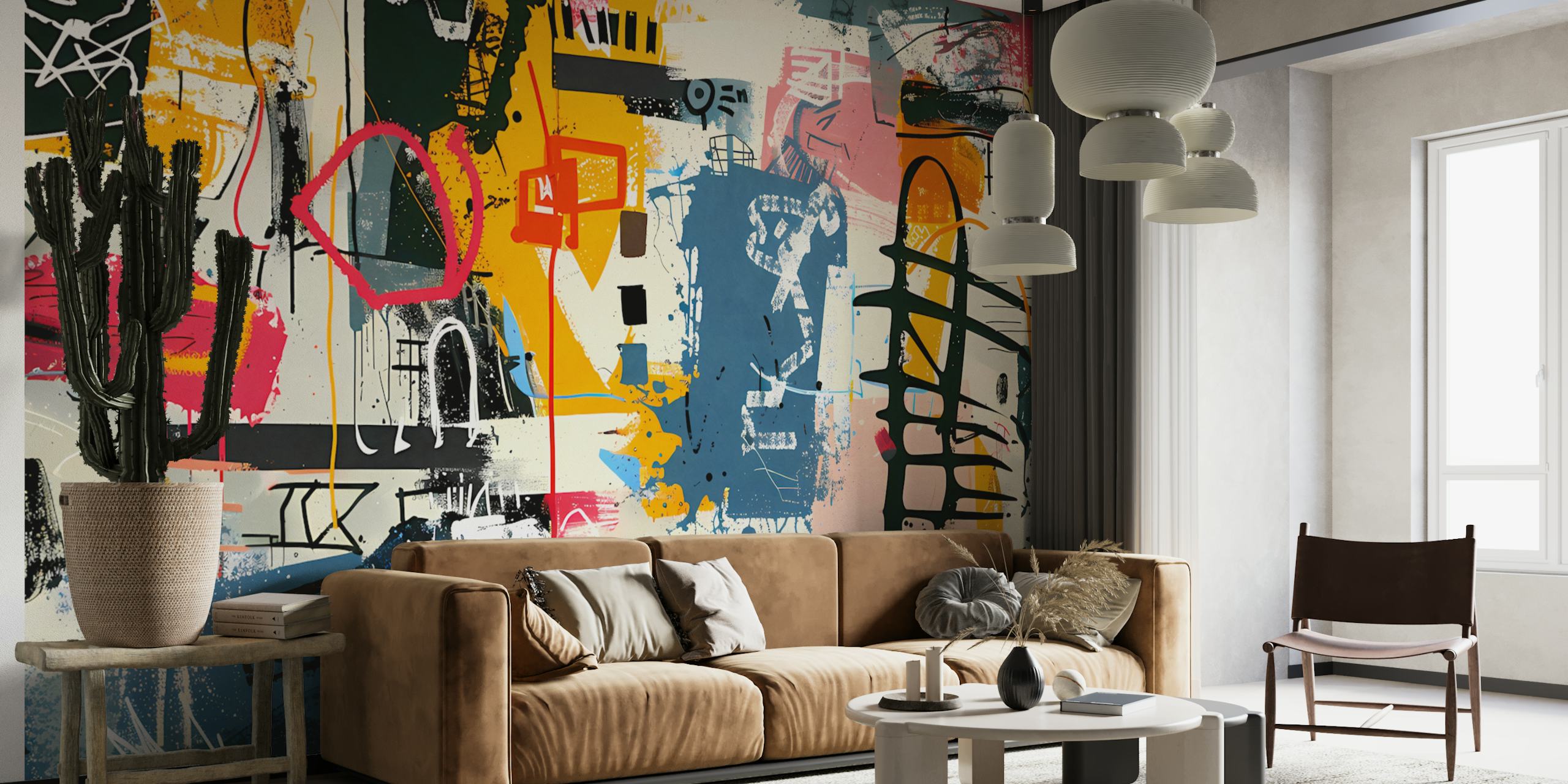 Graffiti Style 4 tapet i ett modernt rum