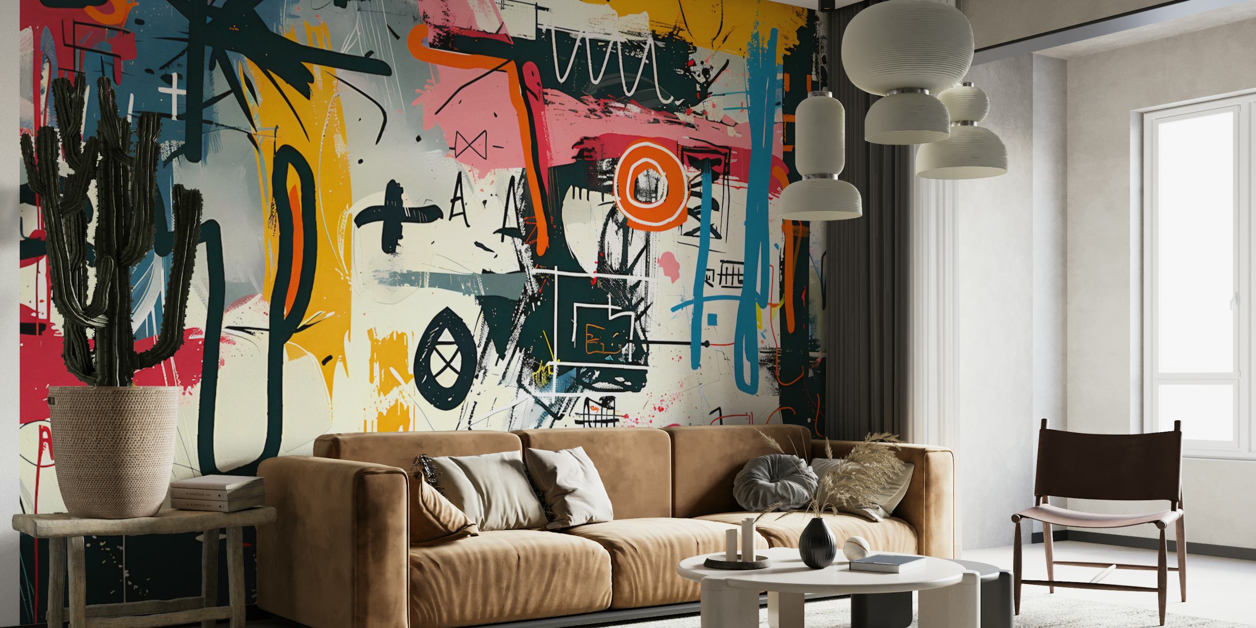 Graffiti wallpaper design in modern interior