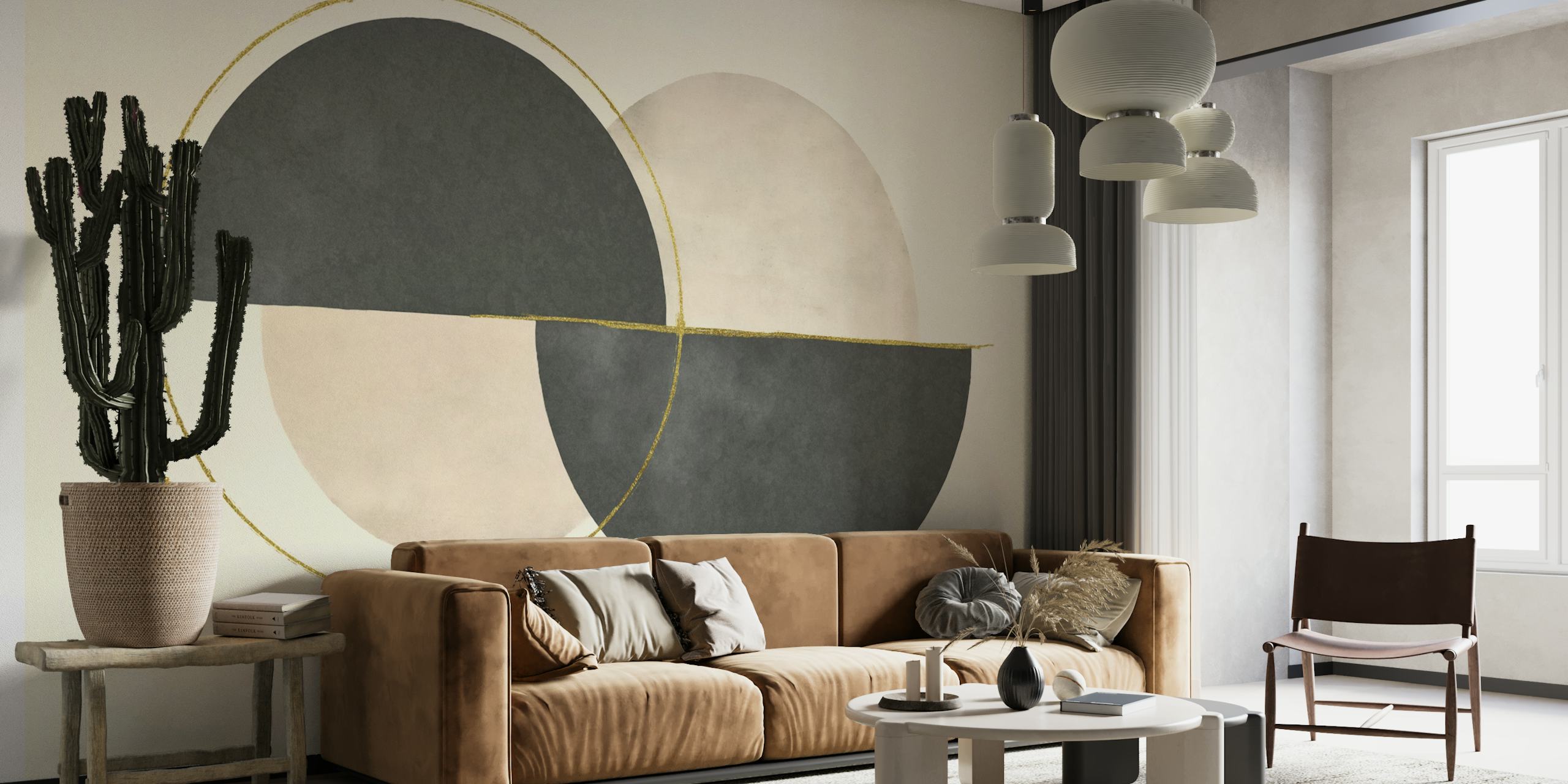 Minimalist abstract wallpaper in a room