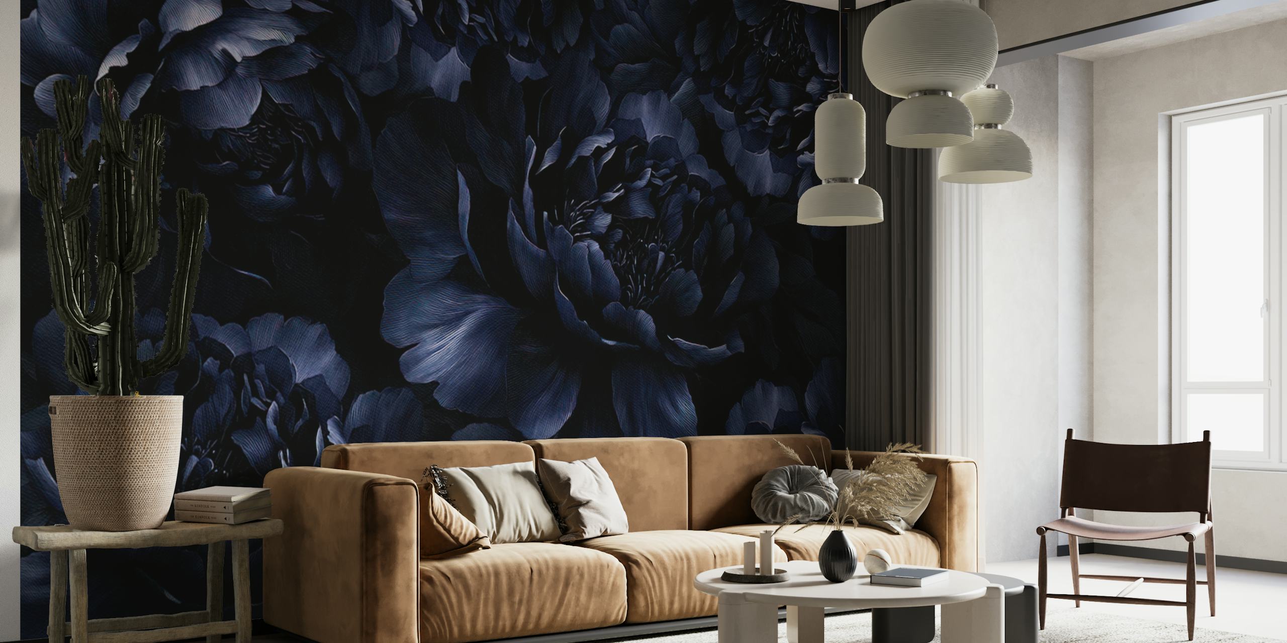 Gothic Baroque Dark Midnight Peonies carta da parati