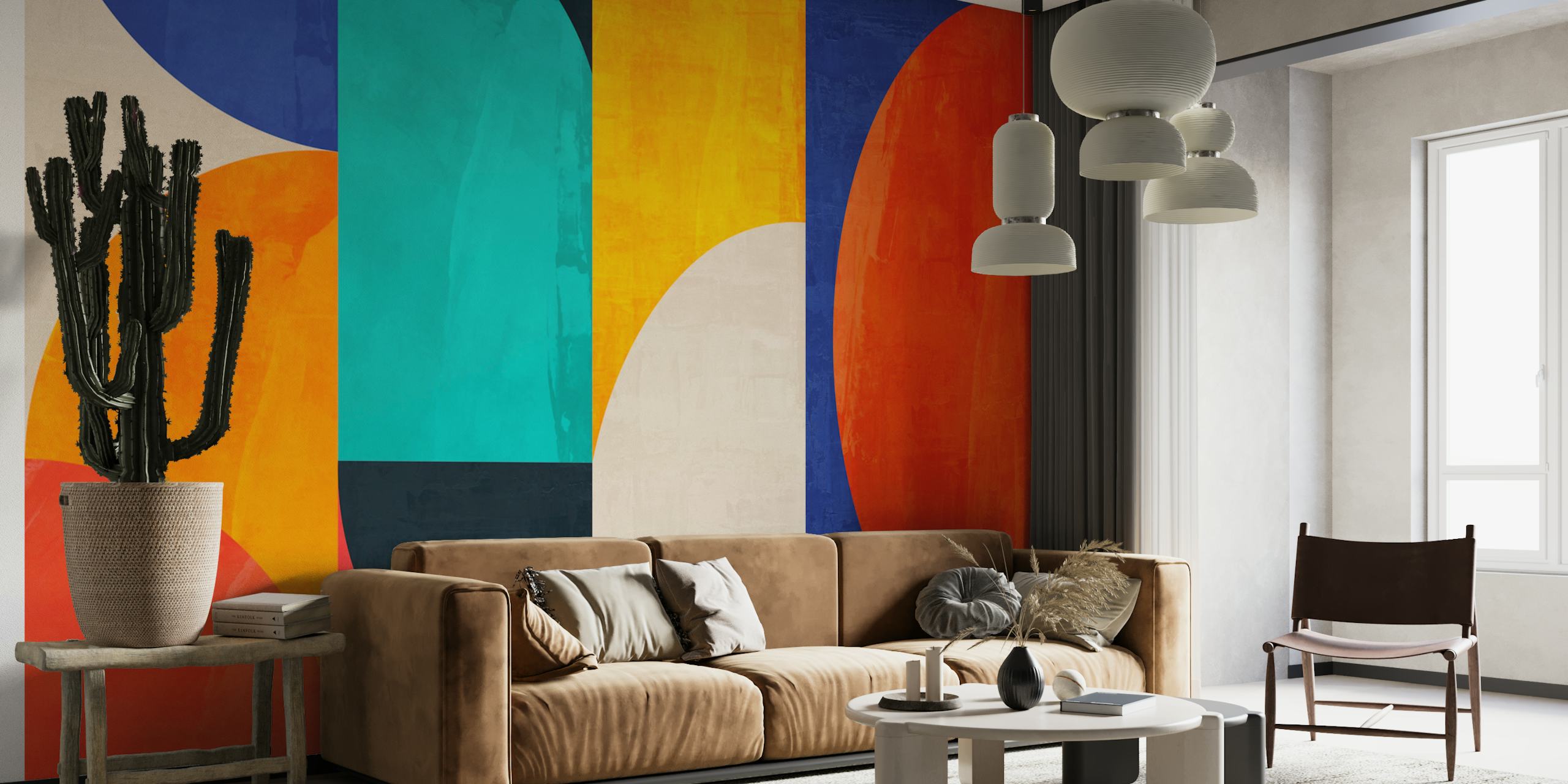 Abstrakte geometrische Formen in lebhaftem Wallpaper