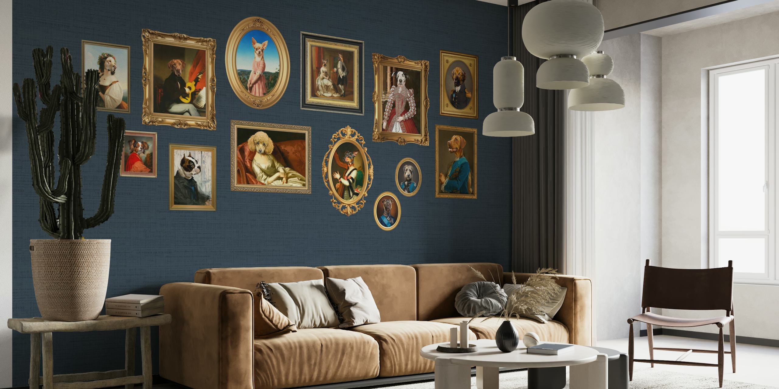 Dog Portraits Statement Wall i ett rum