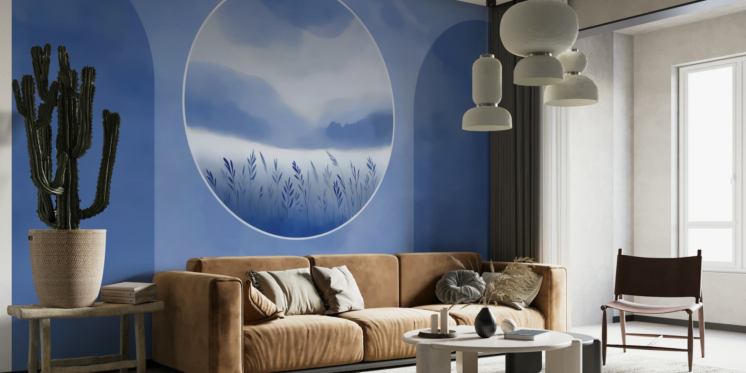 Misty Blue Hills View tapetti huoneessa