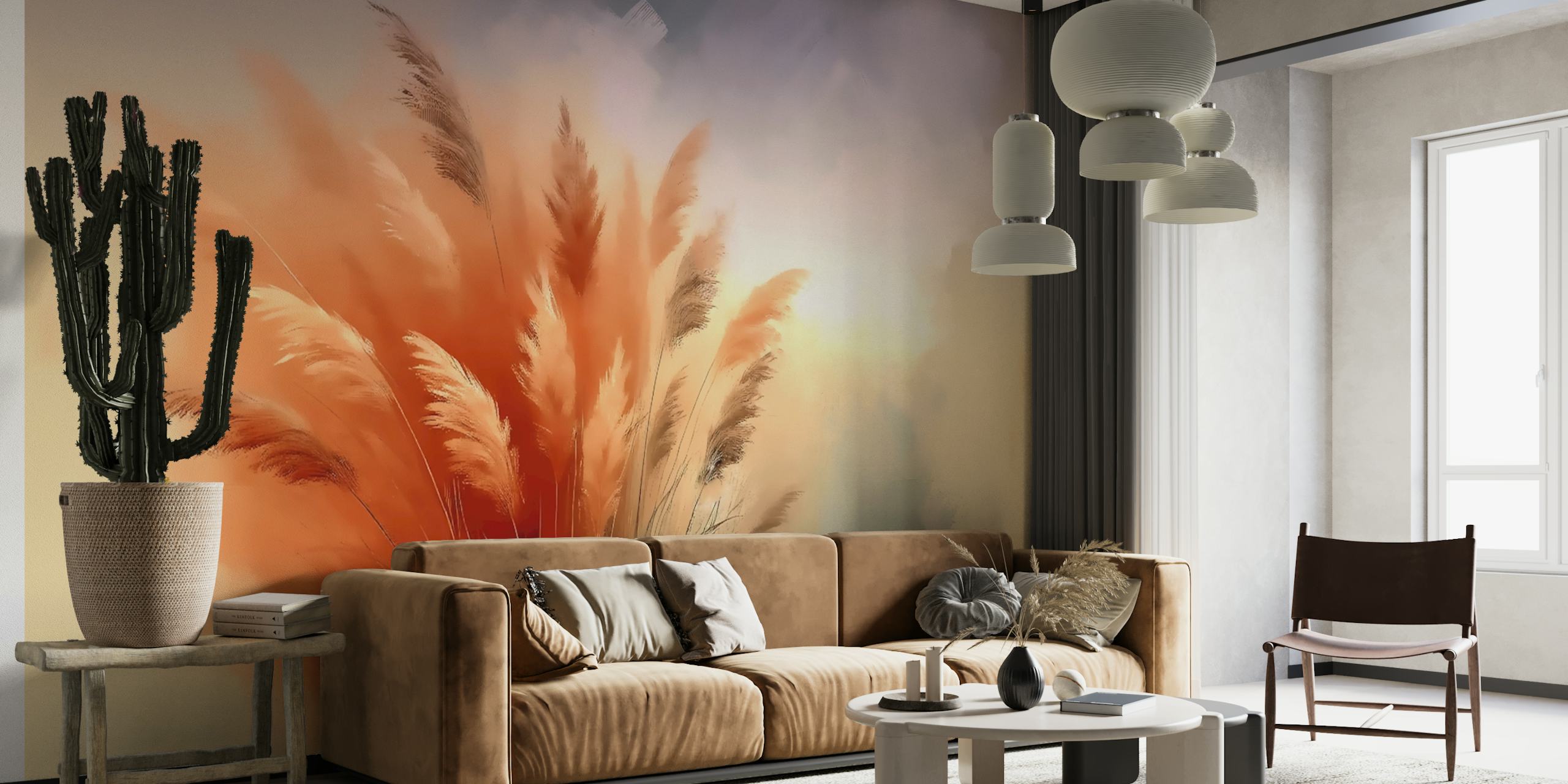 Autumn reeds with warm hues and soft gradients wallpaper