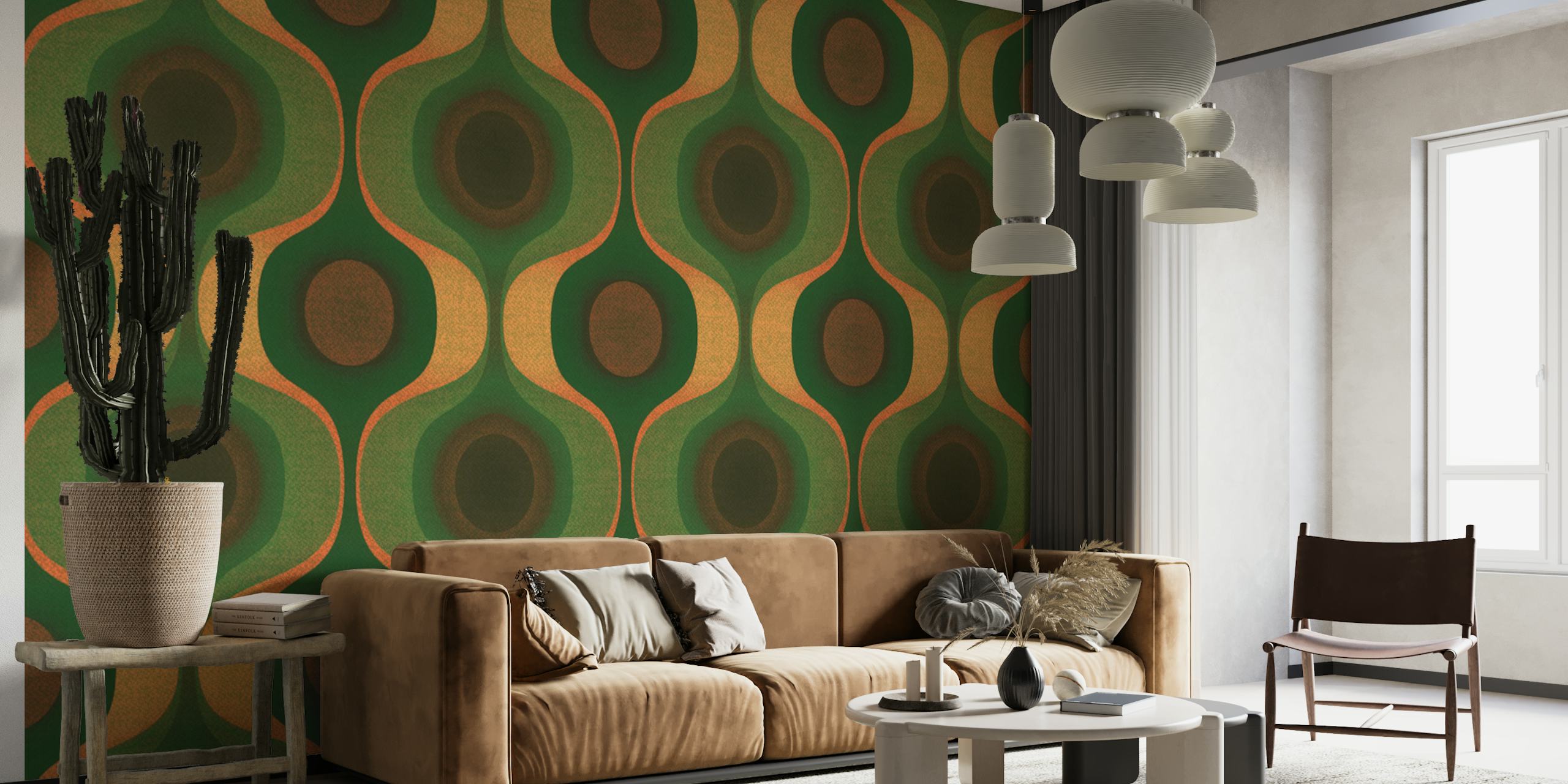 Earthy 70s Luxe wallpaper in a room