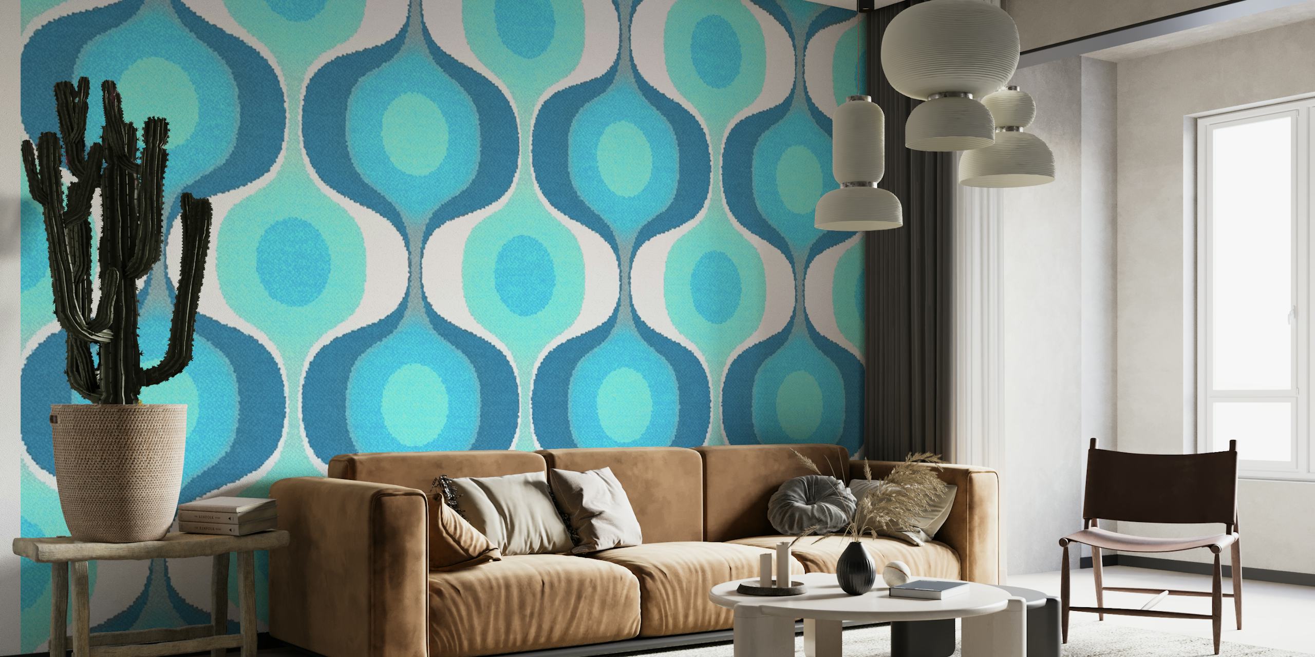 Fluffy Retro Groove behang in een stijlvolle kamer