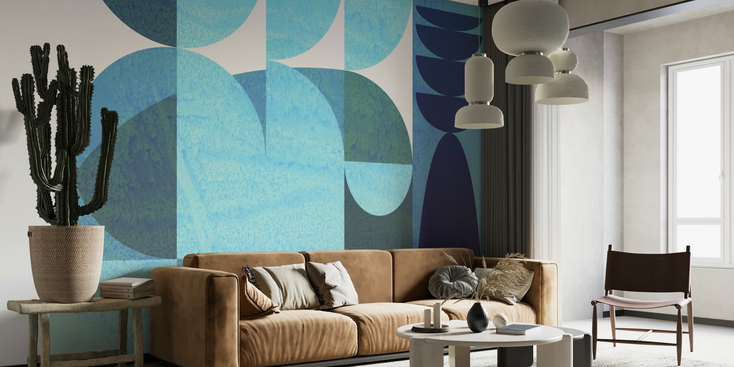 Oceanic Tones Mosaic tapet i et rumindstilling