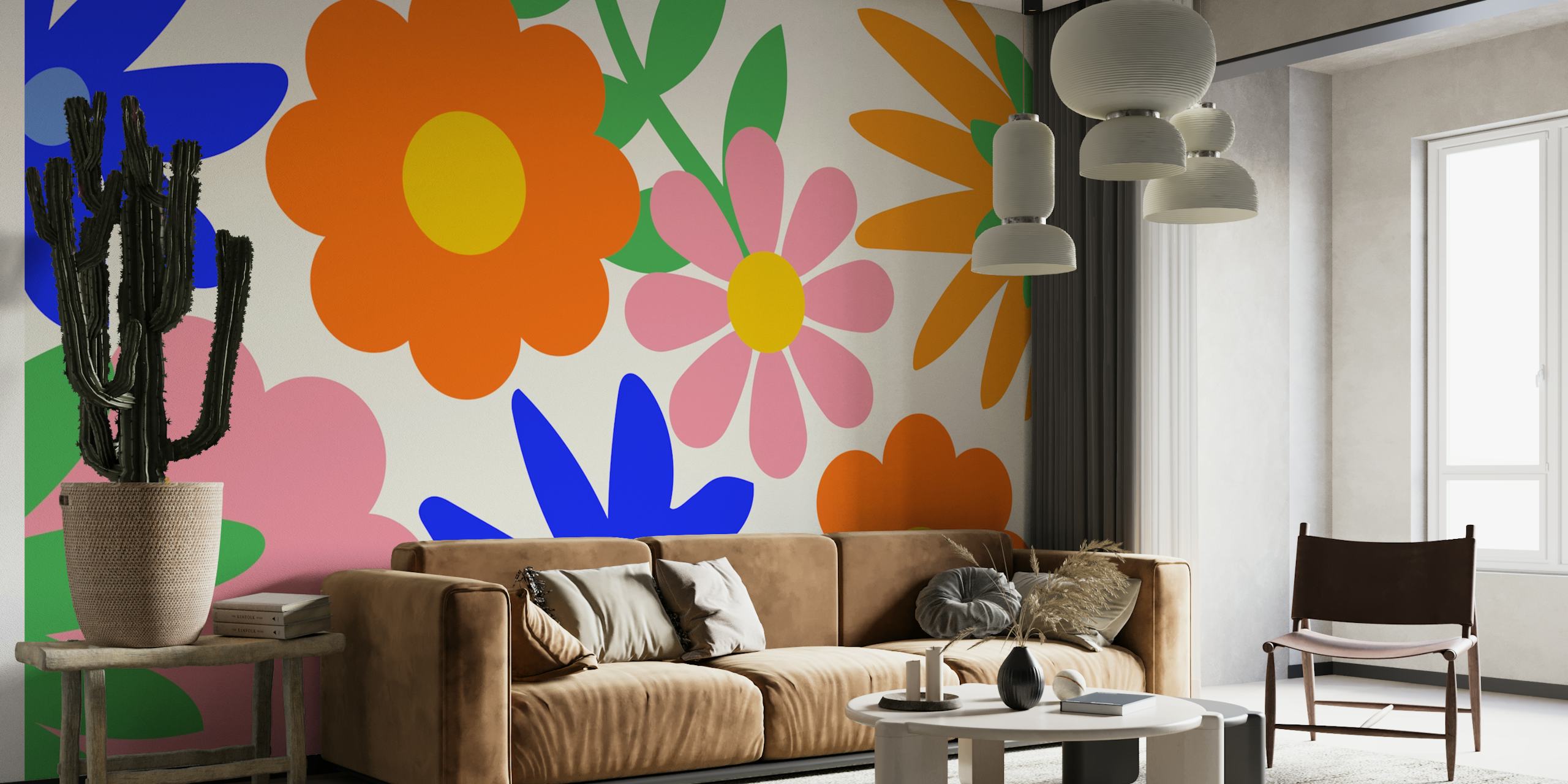 Värikäs kukkateippi huoneessa