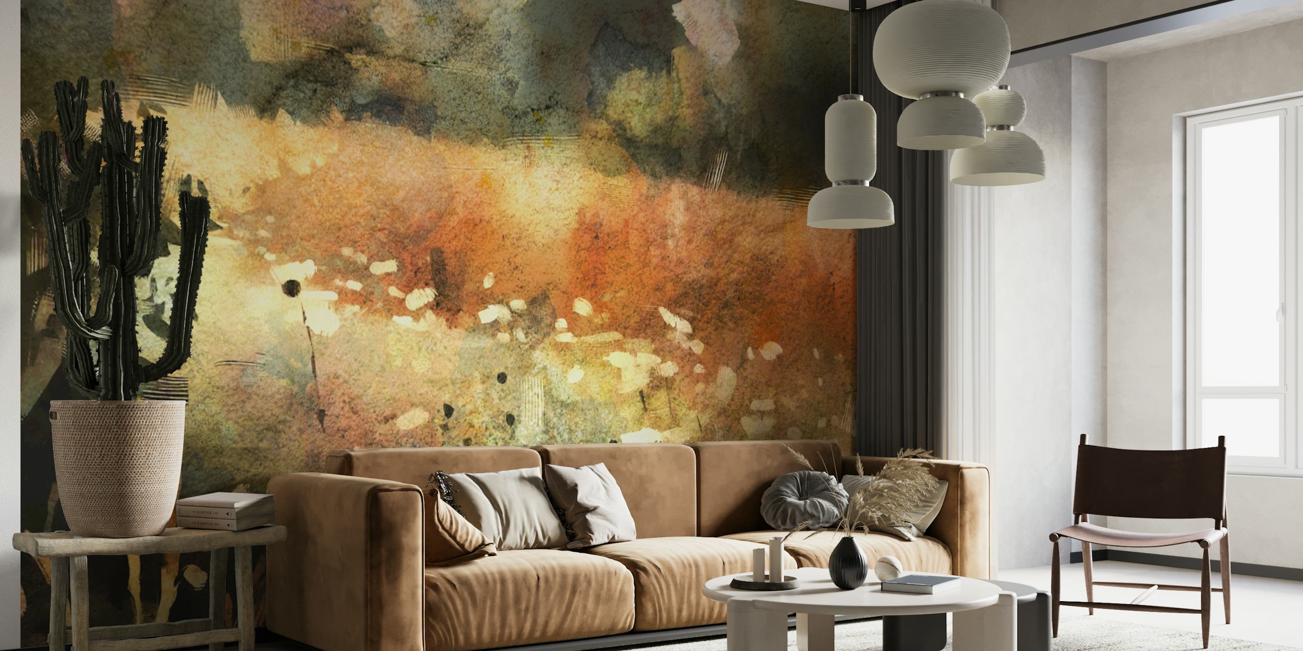Daisy Field Sunset wallpaper in a room