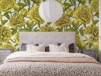 Yellow peony garden