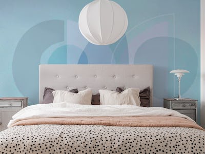 Mid Century Eclectic Calm Vibes In Pastel Blue Shapes