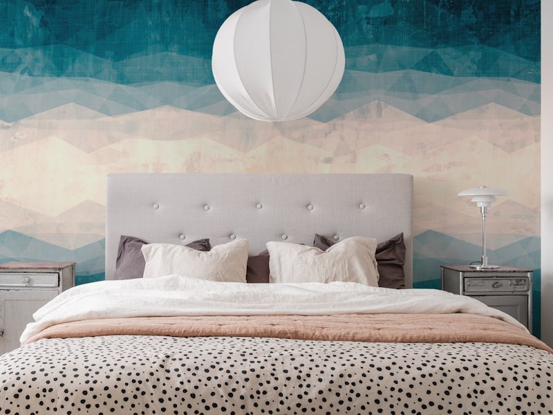 Teal Geometric Grunge Wall