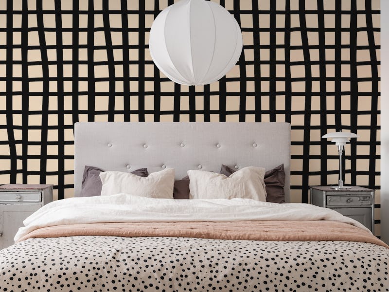Modern Abstract Geometry Pattern Cream Black