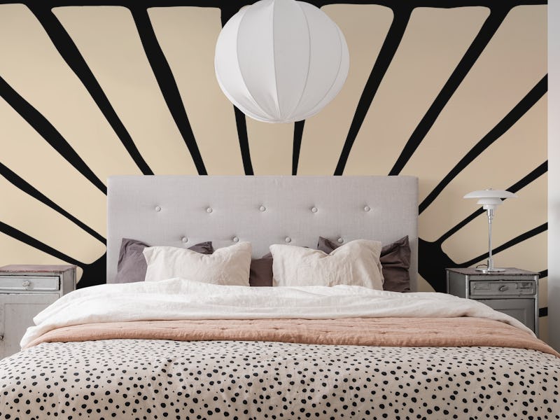 Modern Abstract Cutouts Sunshine Cream Black