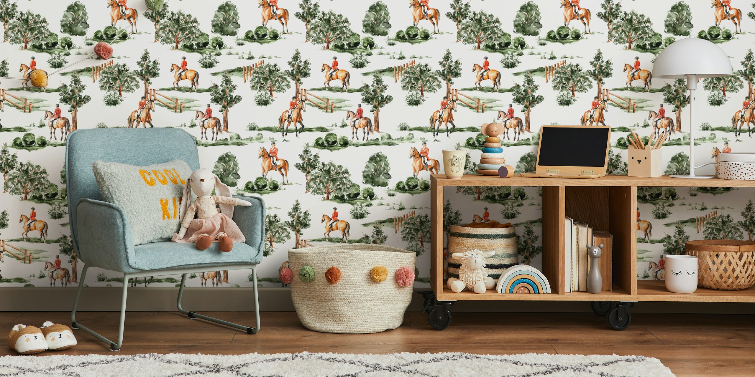 Rustic Horseback wallpaper i et rum