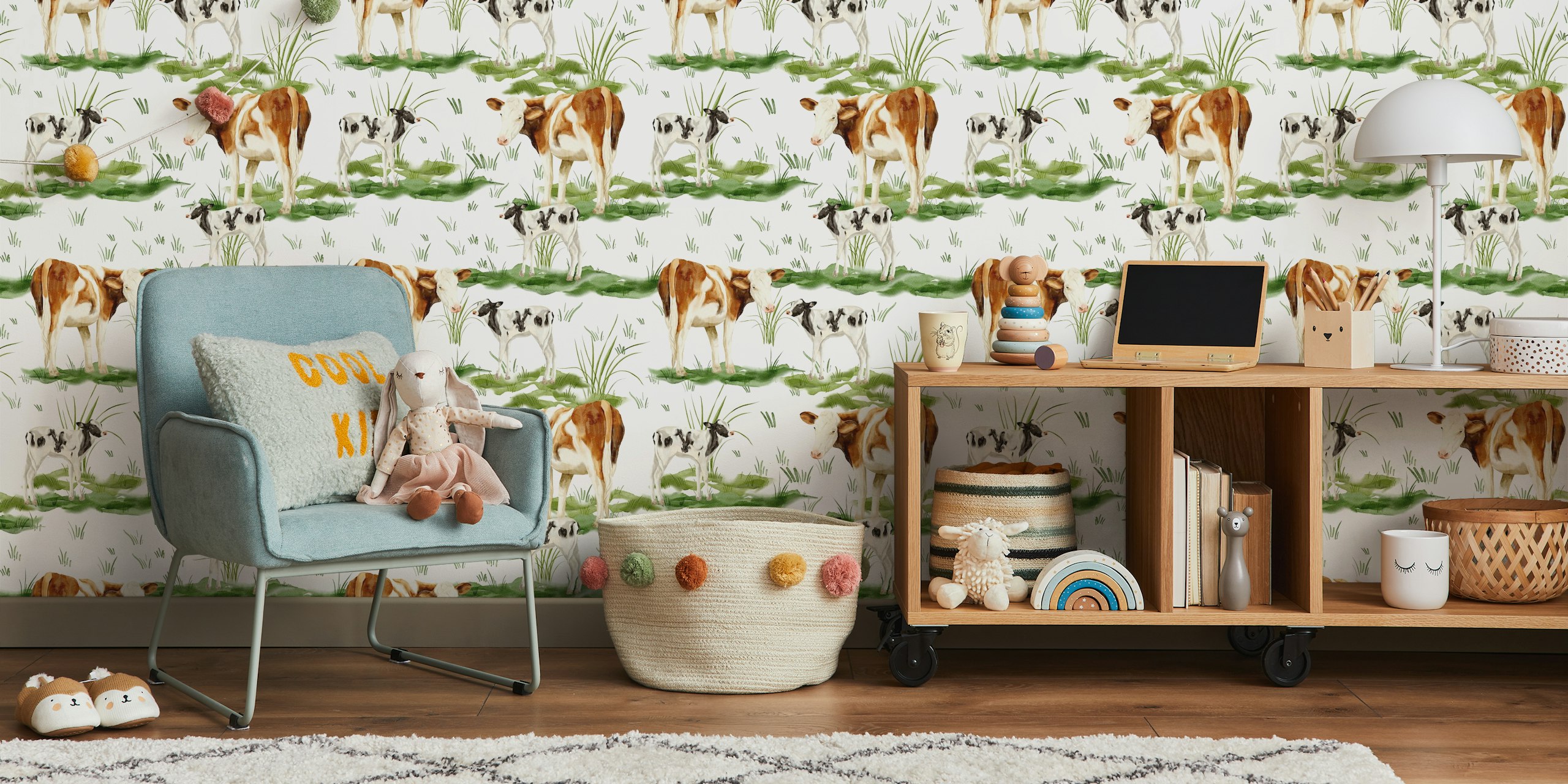 Countryside Cows wallpaper i et rum