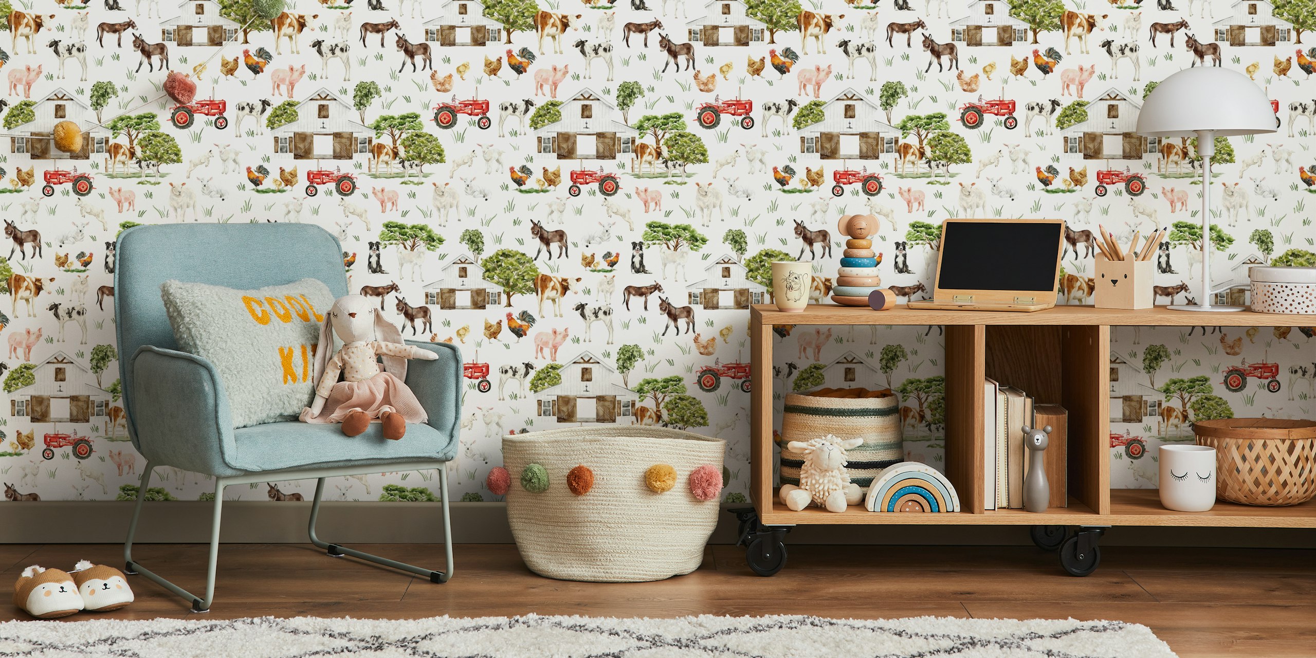 Diseño de papel pintado Rustic Farmhouse Charm en una habitación