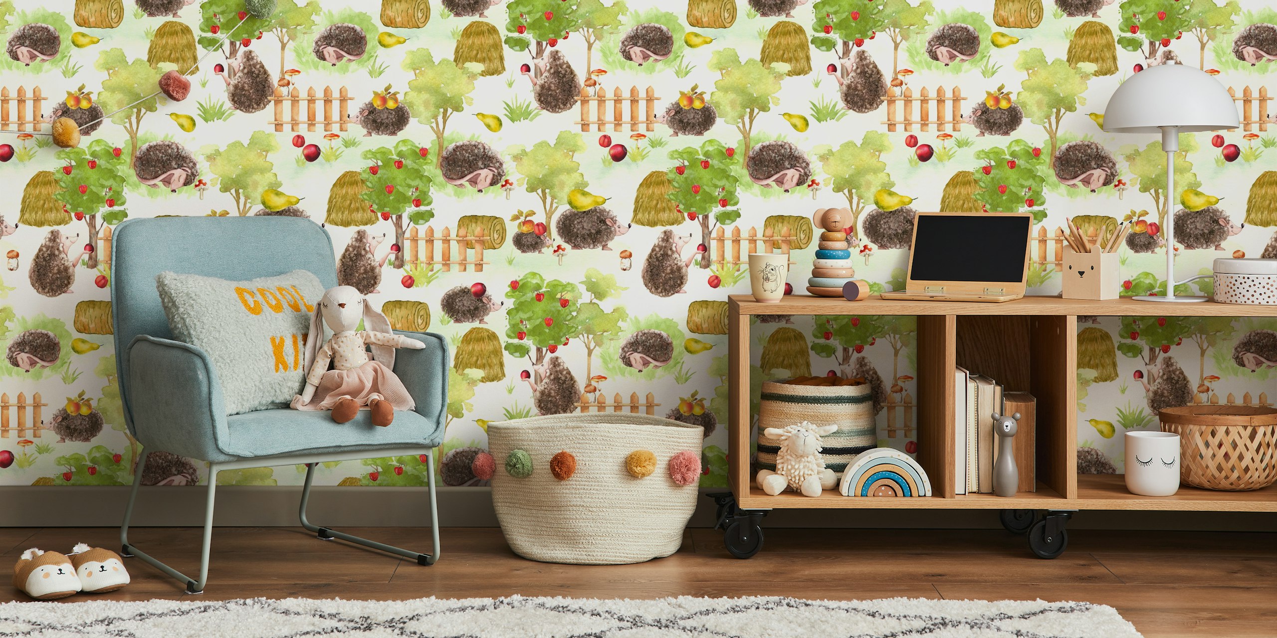Cozy Hedgehog wallpaper featuring countryside design