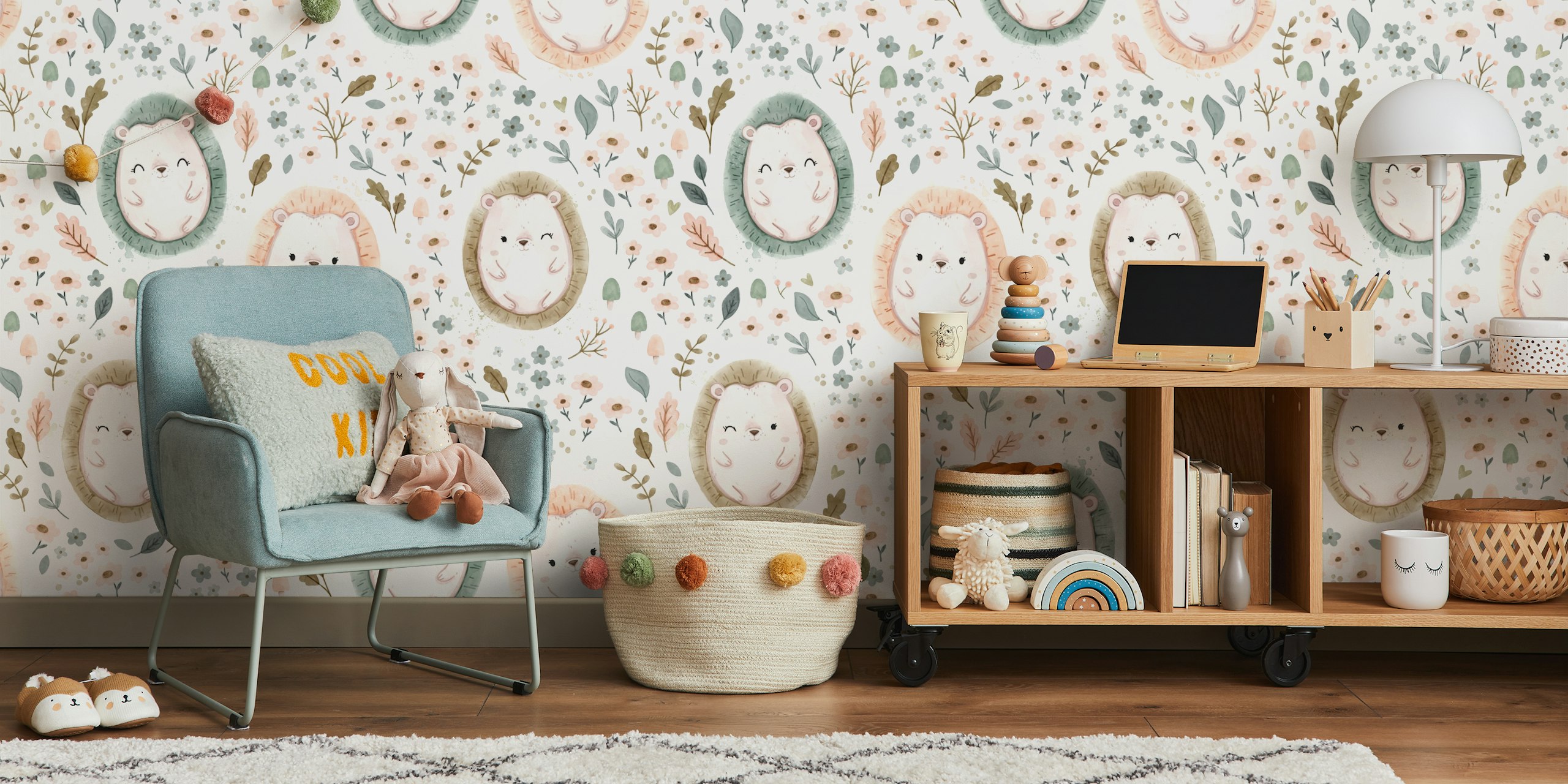 Papier peint Cute Hedgehogs dans une pièce