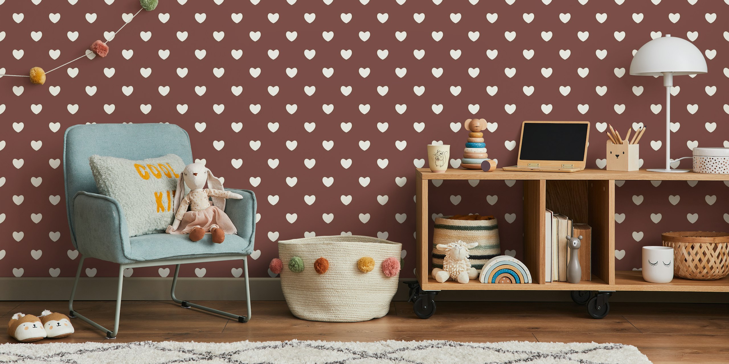 Hearts pattern wallpaper dans une pièce