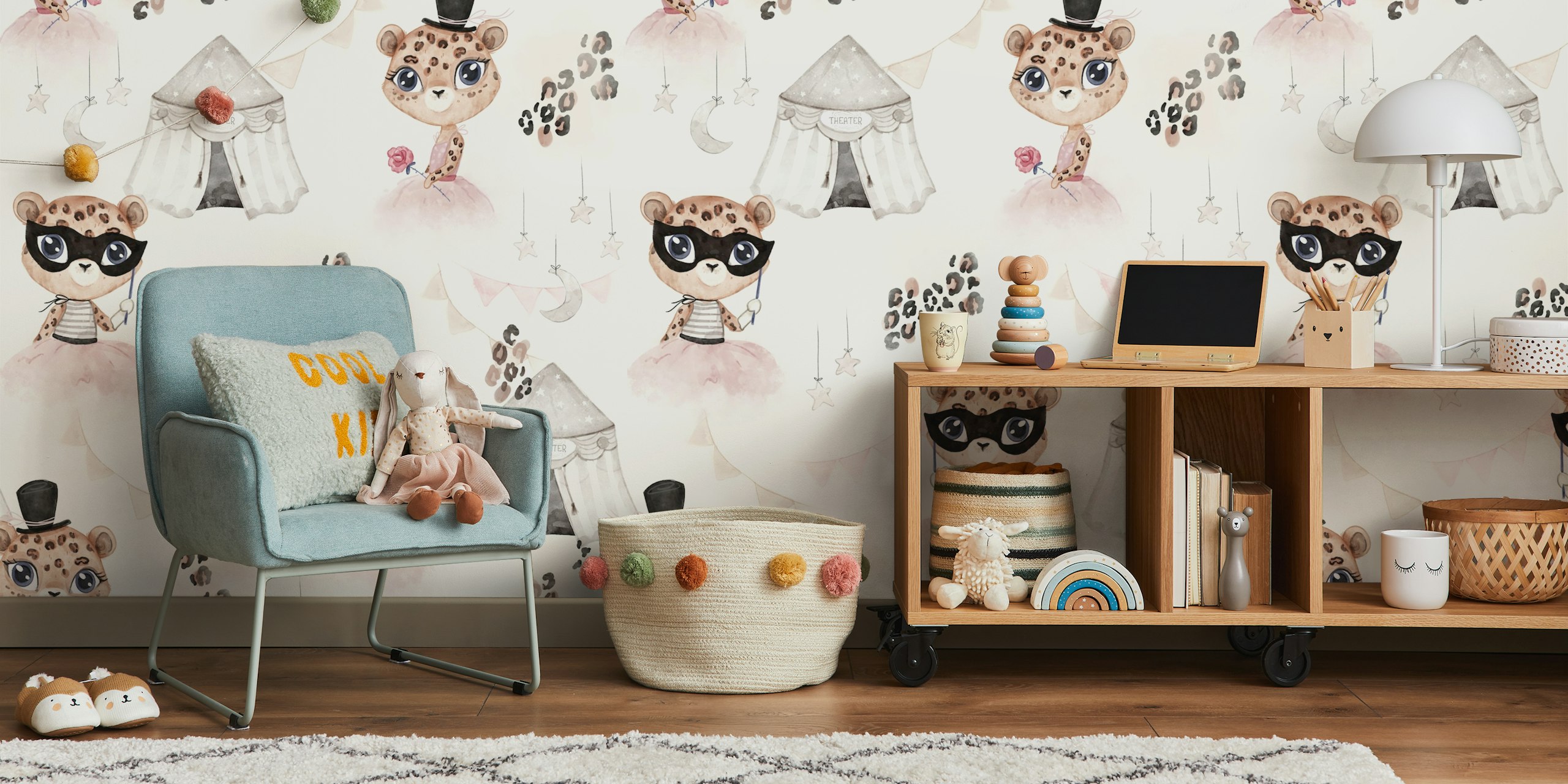 Papel pintado Leopard's Performance en una habitación