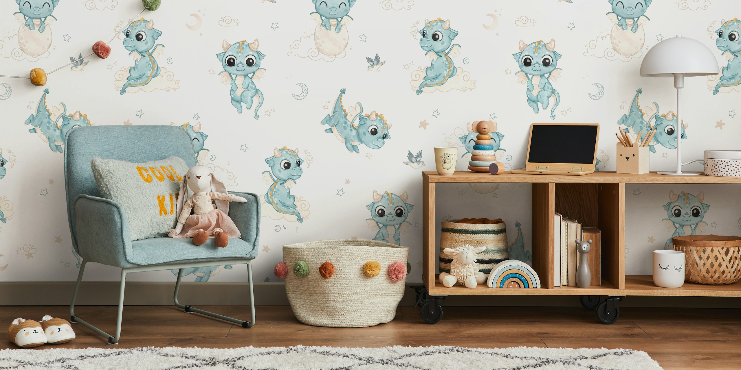 Baby Dragon beige tapeta w pokoju