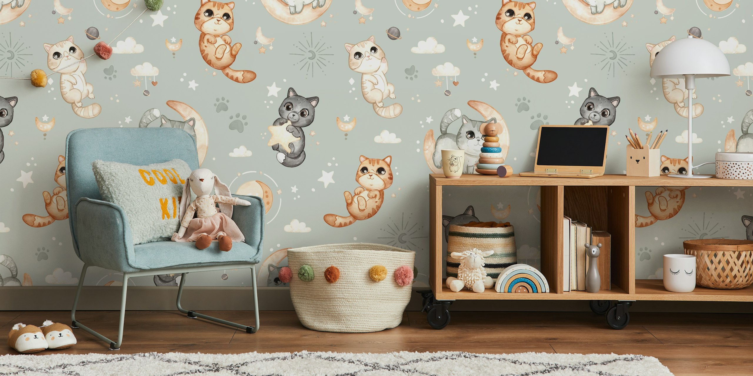 Meow-Stellar Tapete mit verspieltem Katzendesign