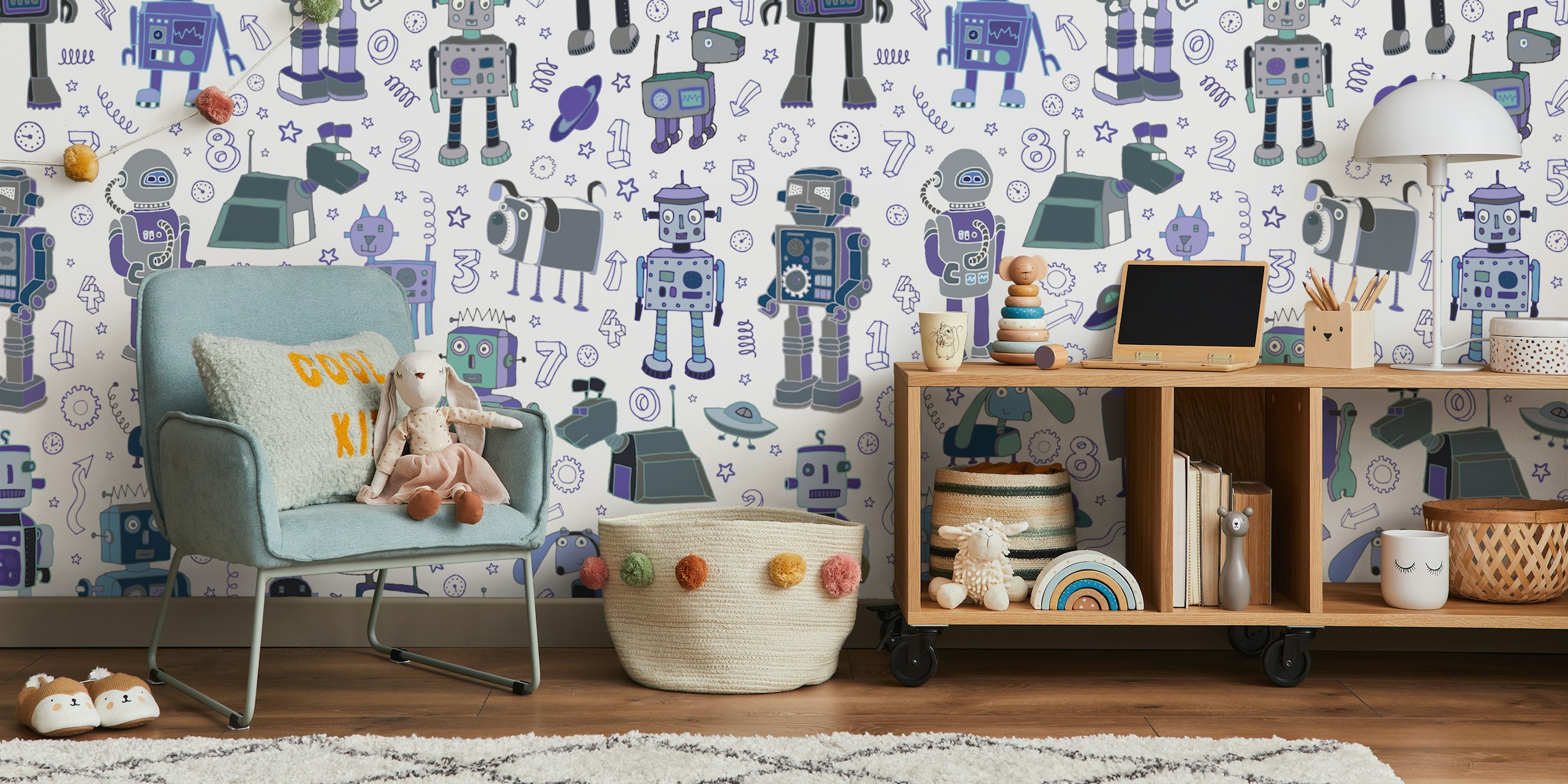 Robots wallpaper σε ρύθμιση δωματίου