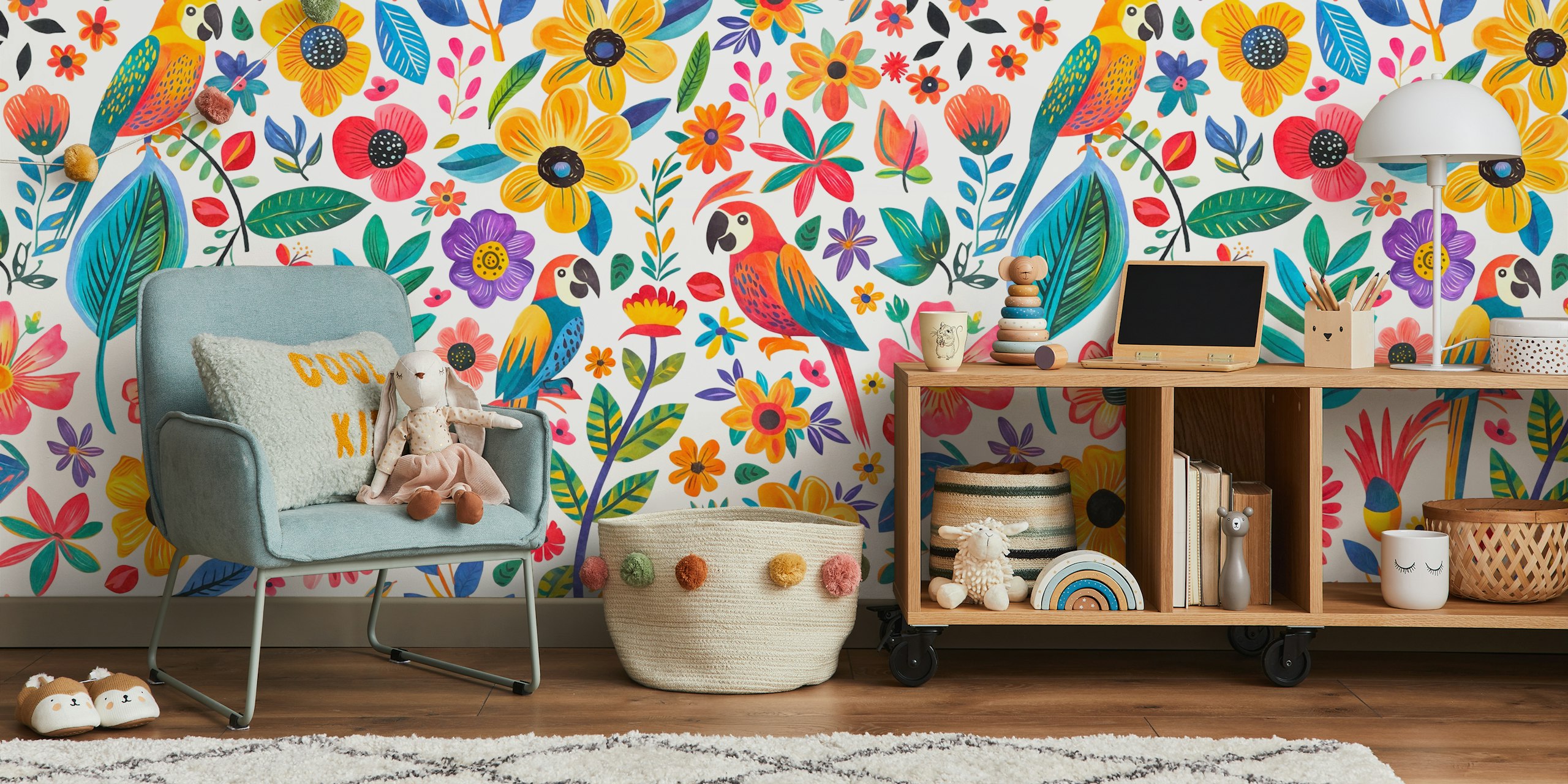 Tropical Paradise Blooming Jungle wallpaper in a room