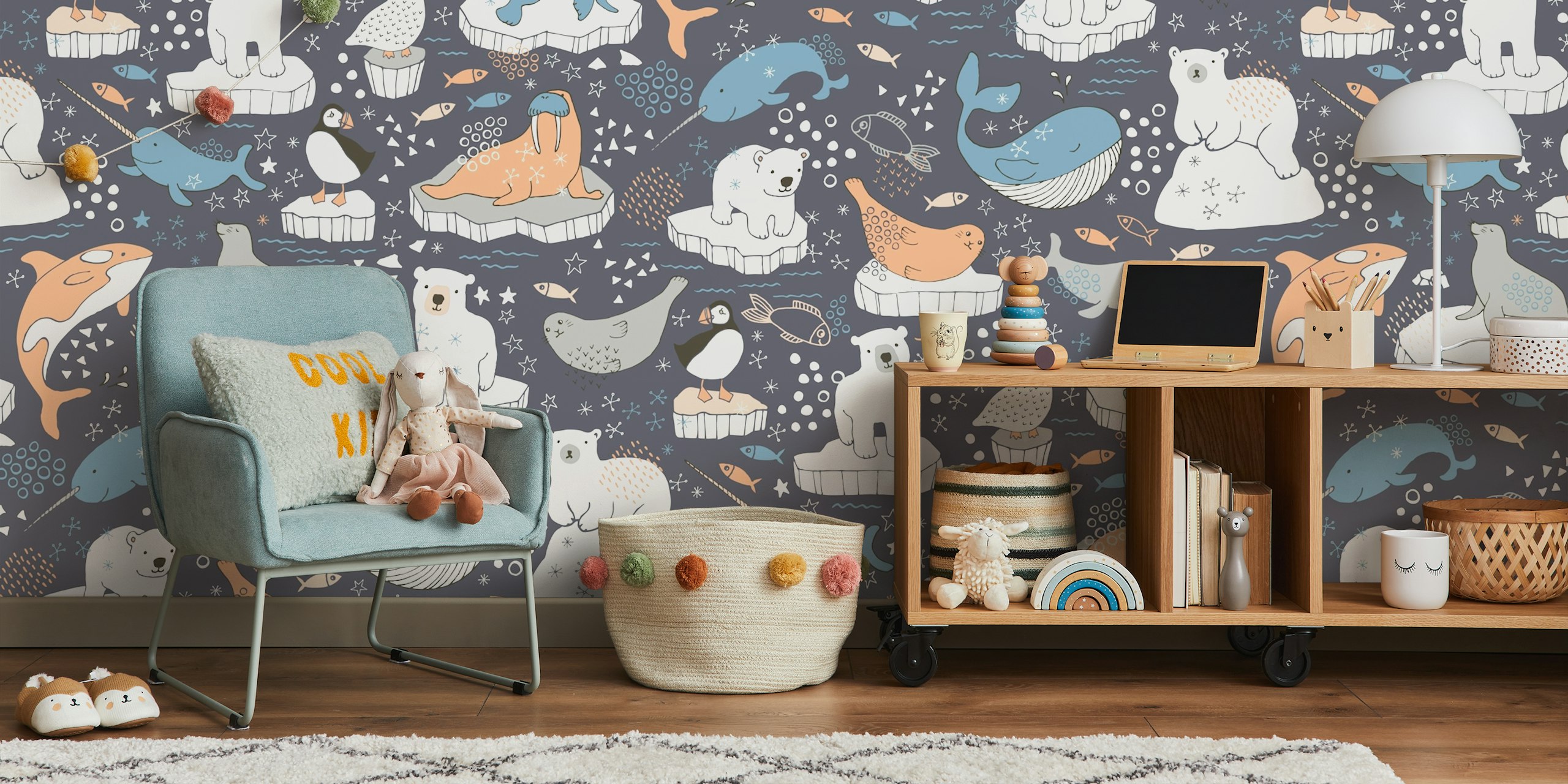 Papier peint Arctic Animals dans un cadre de pièce