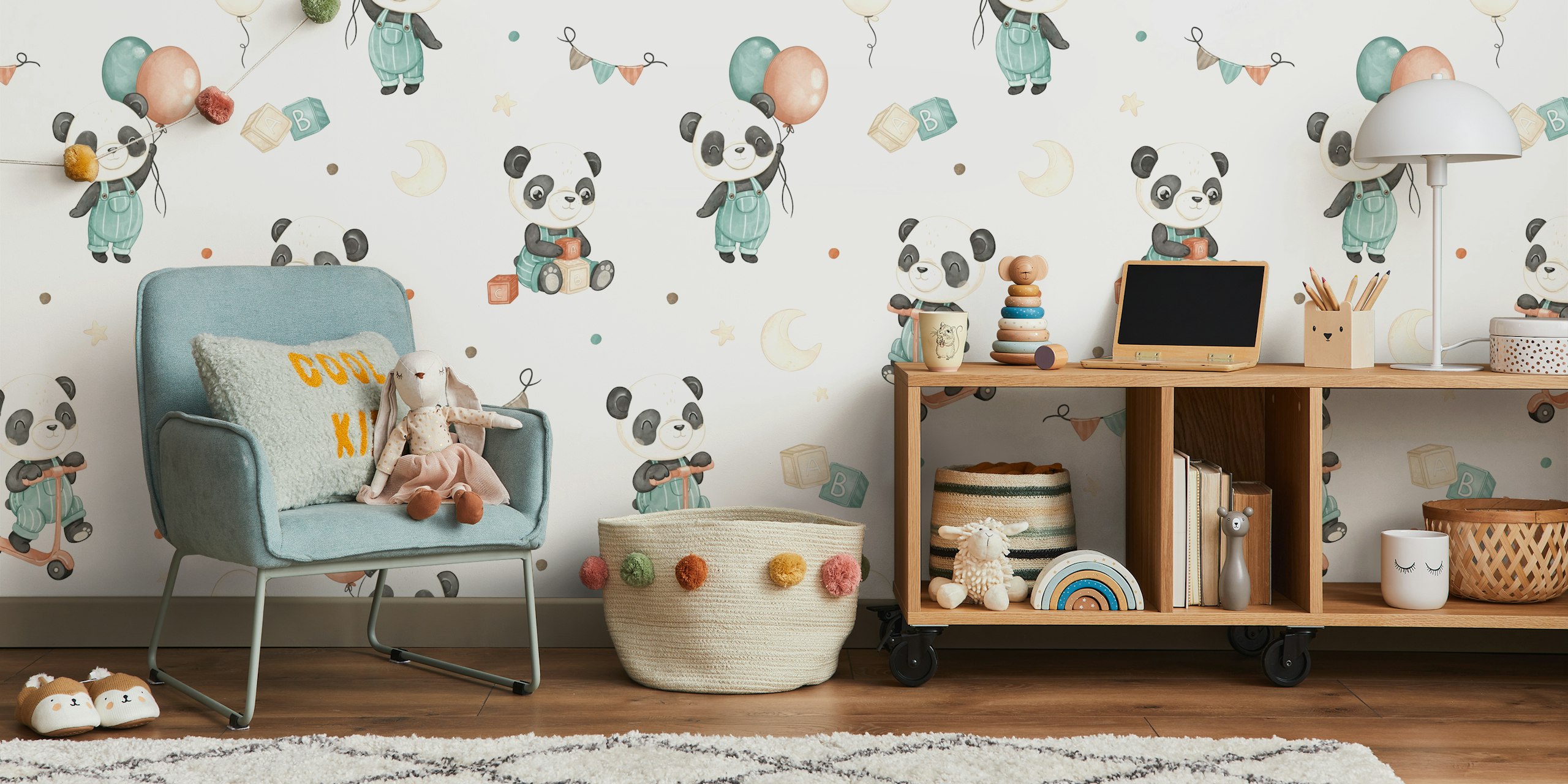 Panda Fun papier peint dans une pièce