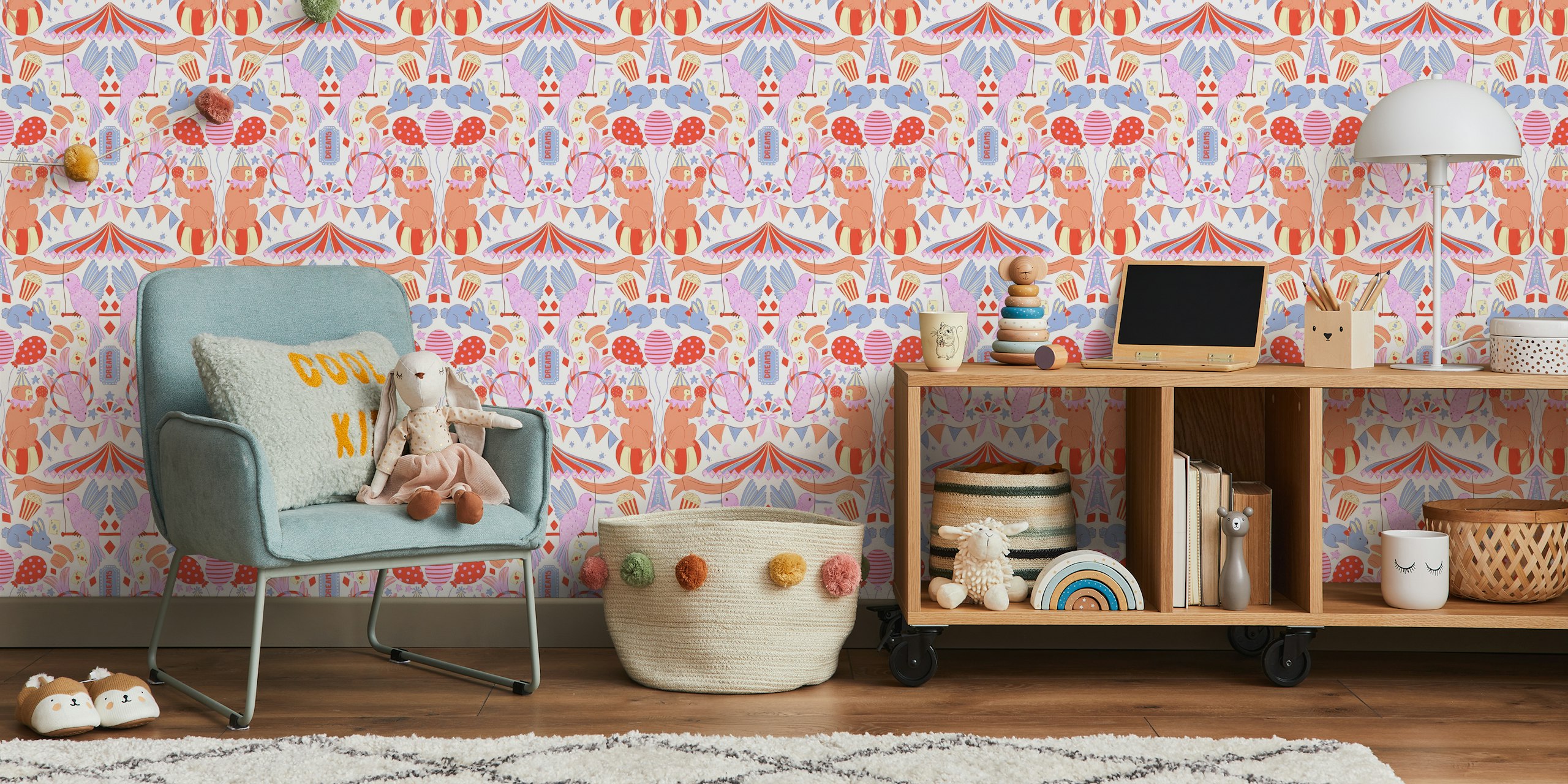 Papel de parede Circus of Dreams em um quarto