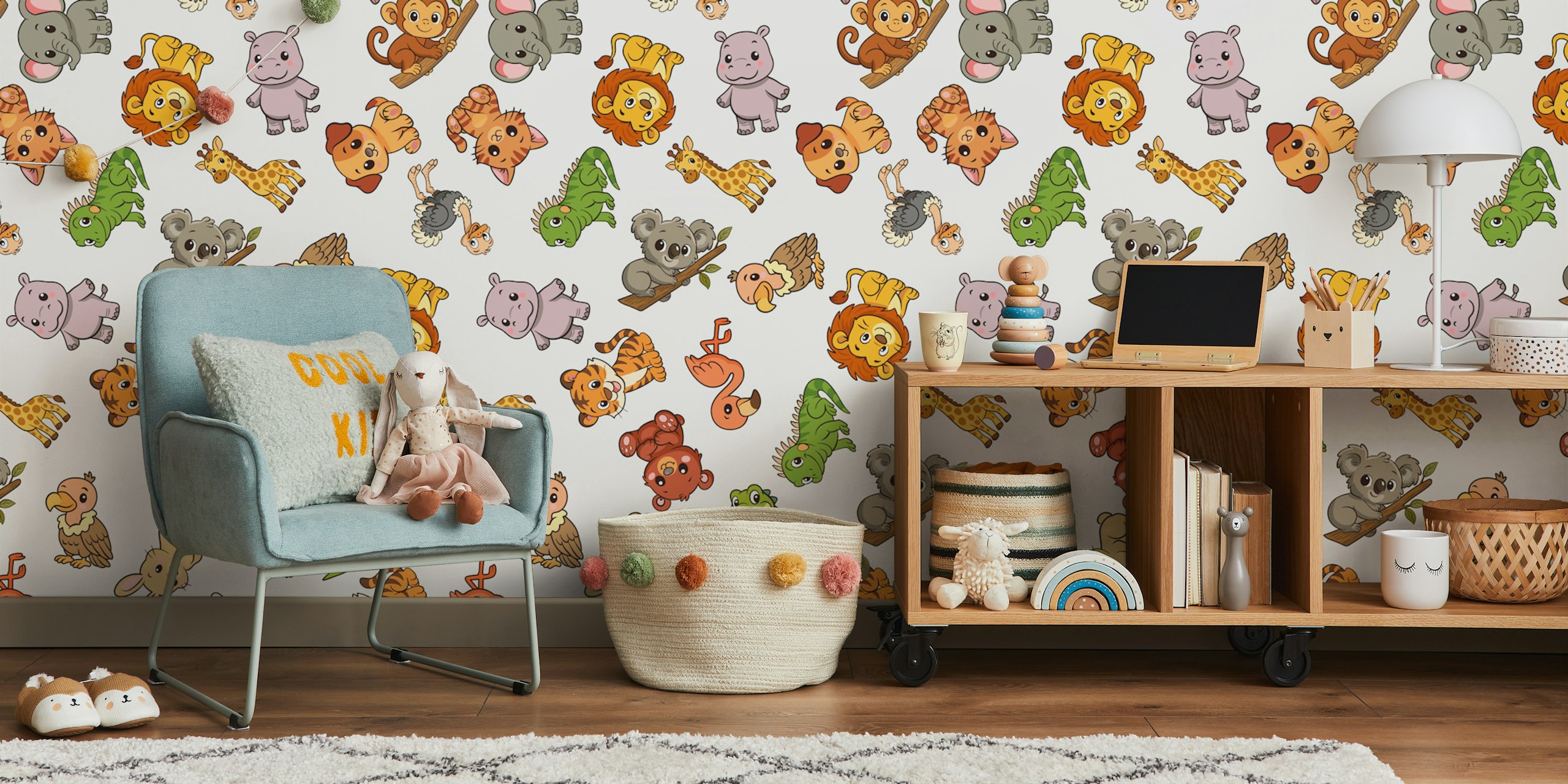 Cute cartoon birds and animals wallpaper